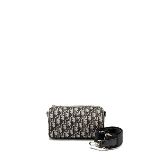 Dior Roller Messenger Purse Oblique Jacquard Handbag Blue Travel Bag