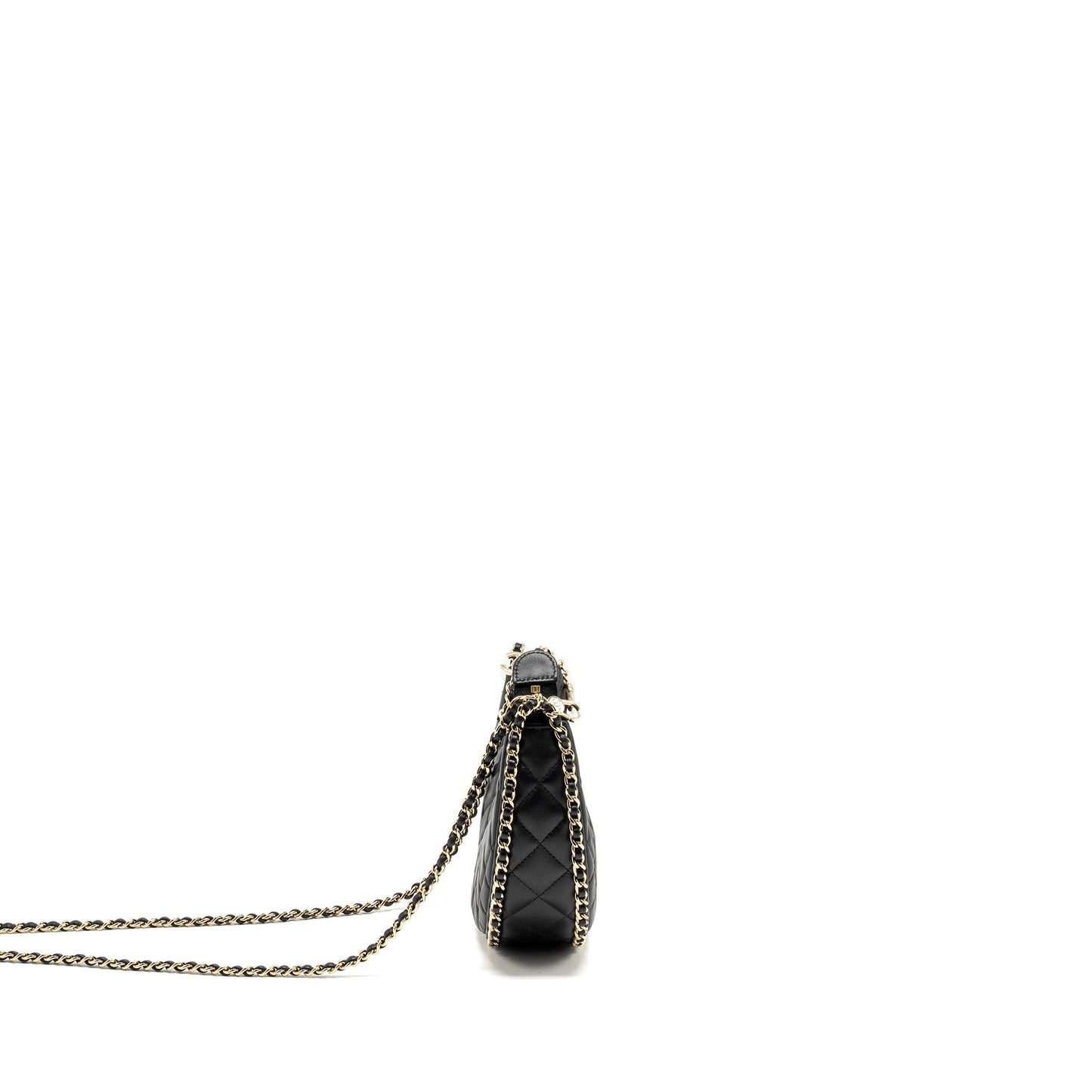 Chanel moon Hobo Lambskin LGHW Microchip Black Small Shoulder Bag Microchip 1