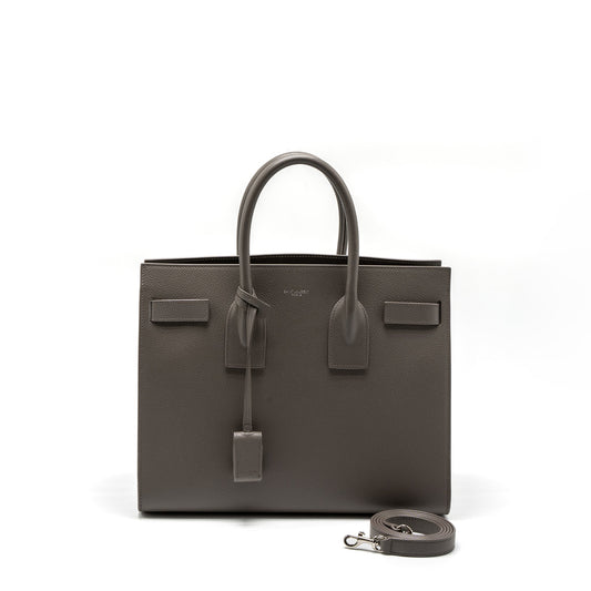YSL Saint Laurent Sac De Jour Grained Calfskin Grey Travel Small Travel Bag