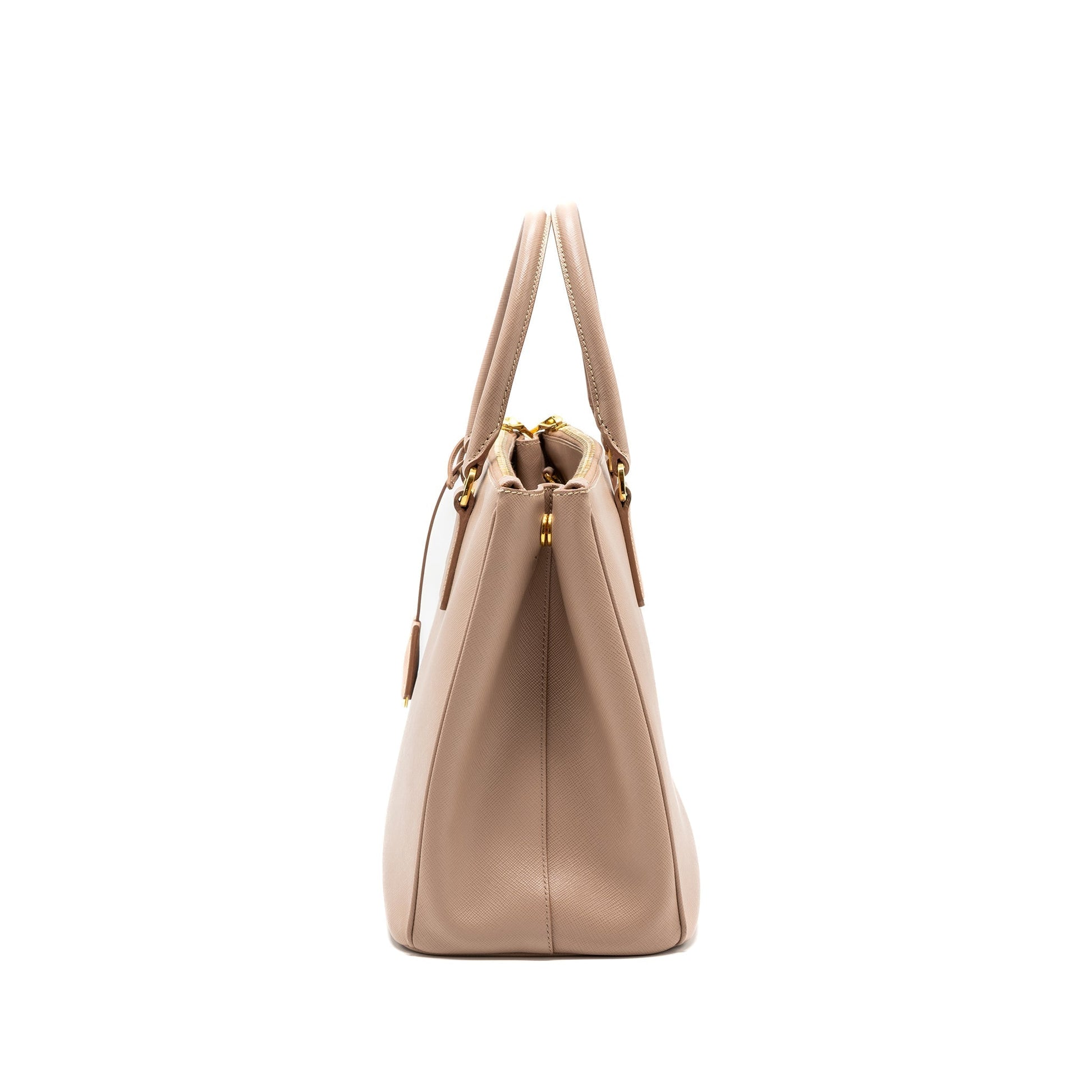 Prada Double Zip Shopping Toto Saffiano Cammeo Handbag Travel Bag
