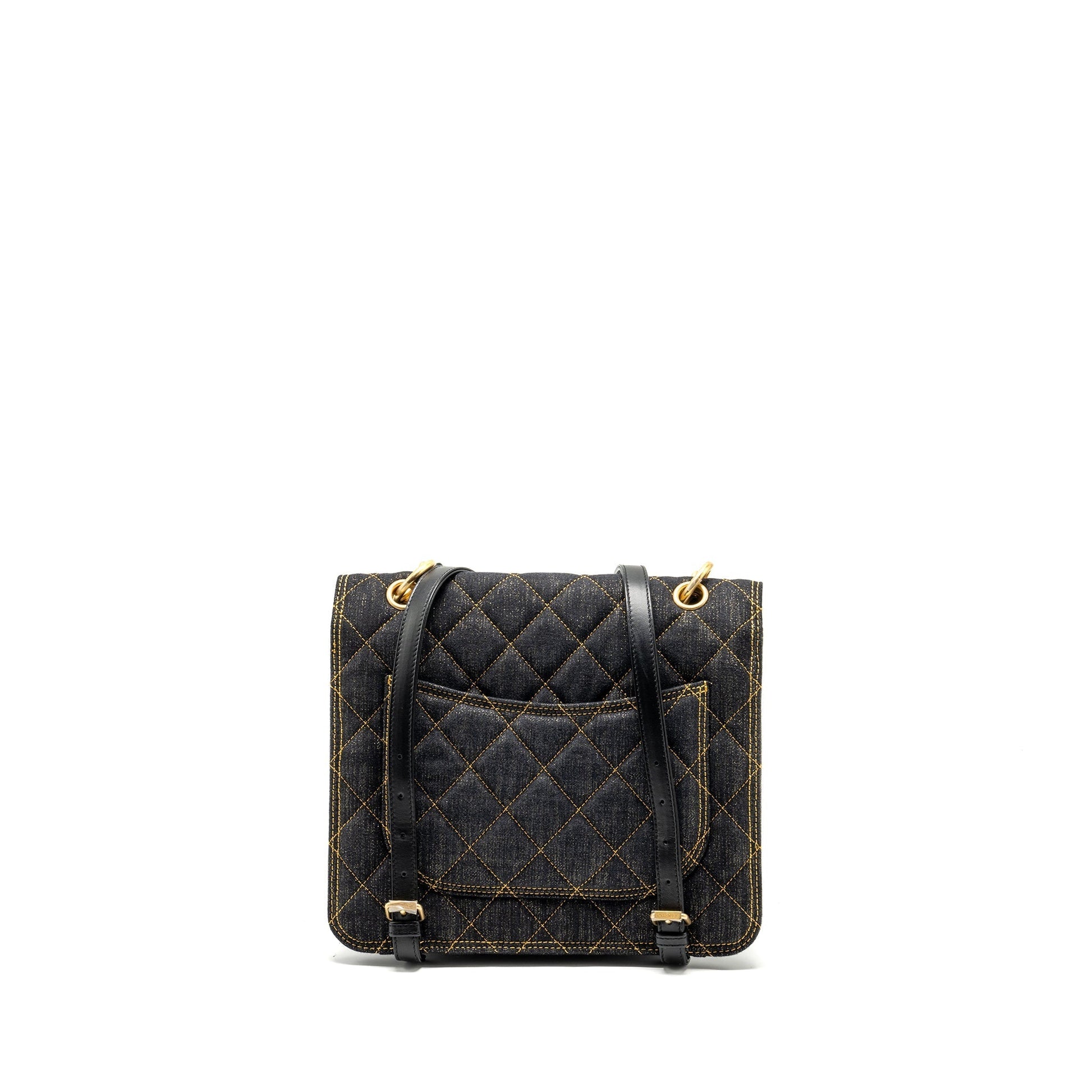 Chanel 23S flap backpack denim dark brushed Blue 3
