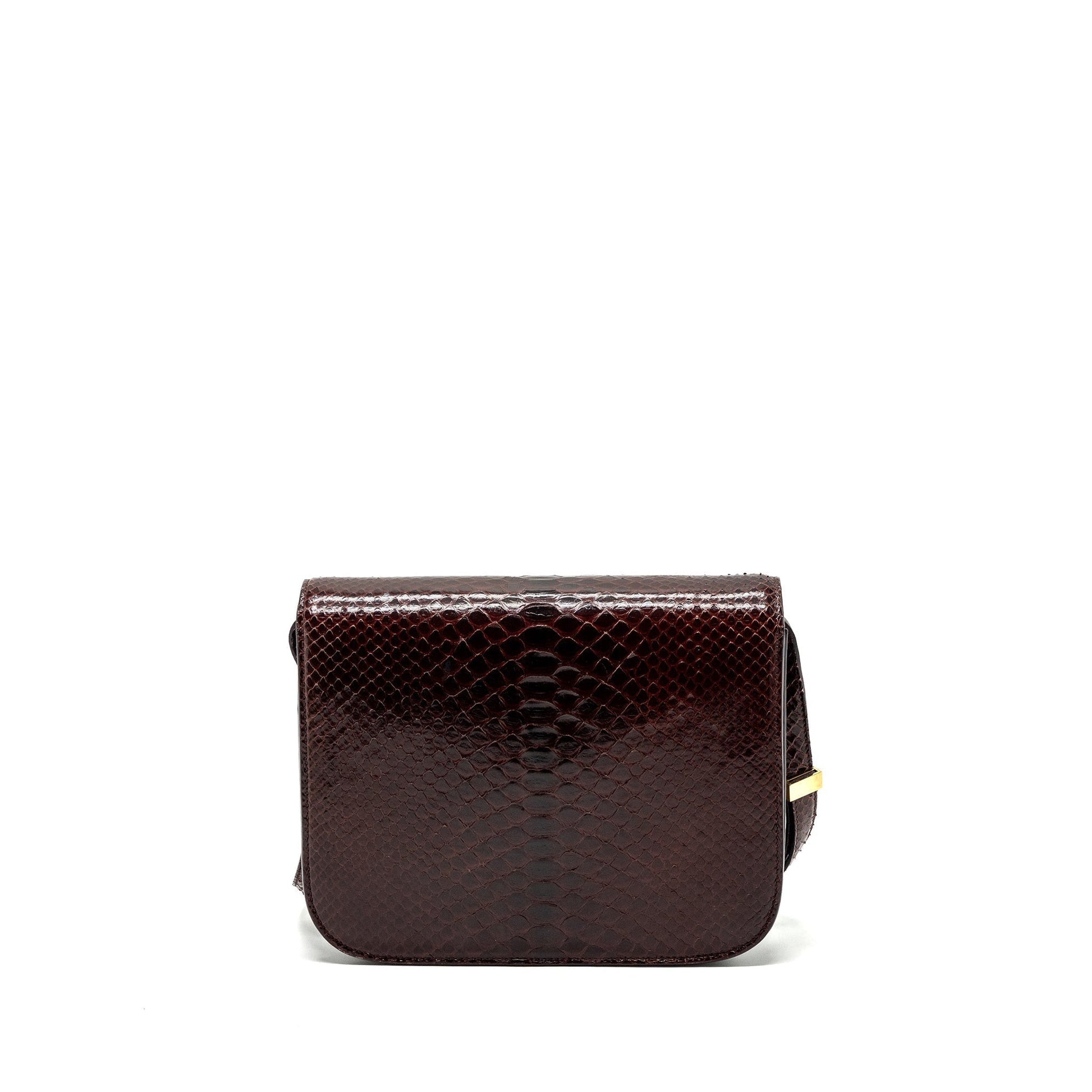 Celine Classic Box Purse Python Burgundy Handbag Medium Travel Bag