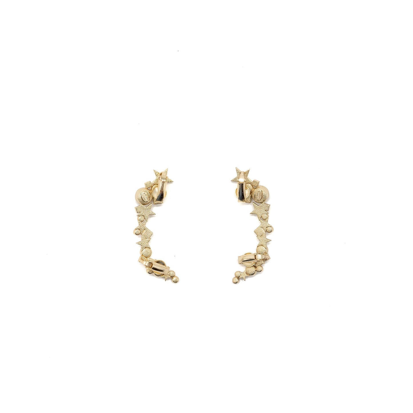 Chanel Star CC Logo Ear Clips Crystal Gold Handbag