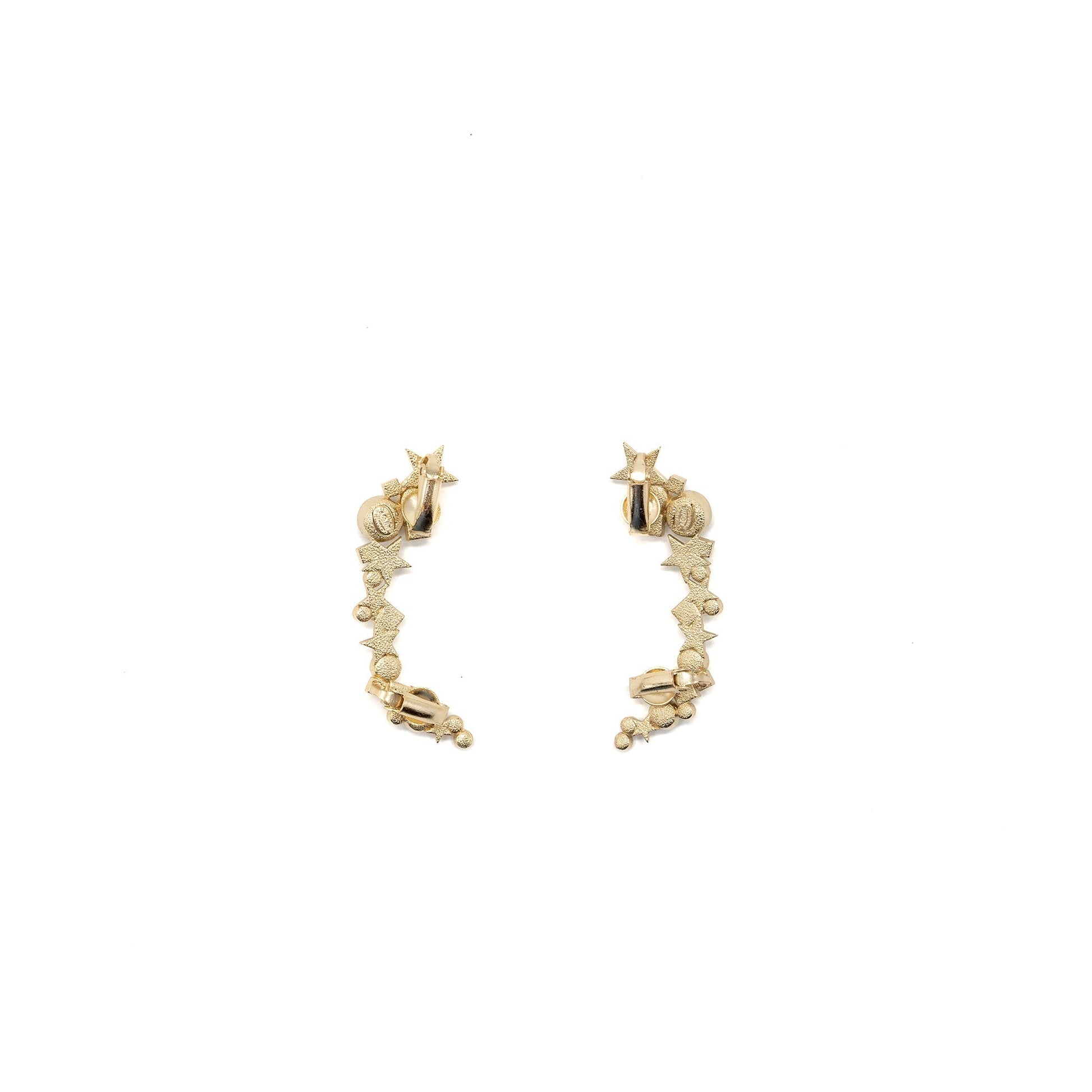 Chanel Star CC Logo Ear Clips Crystal Gold Handbag