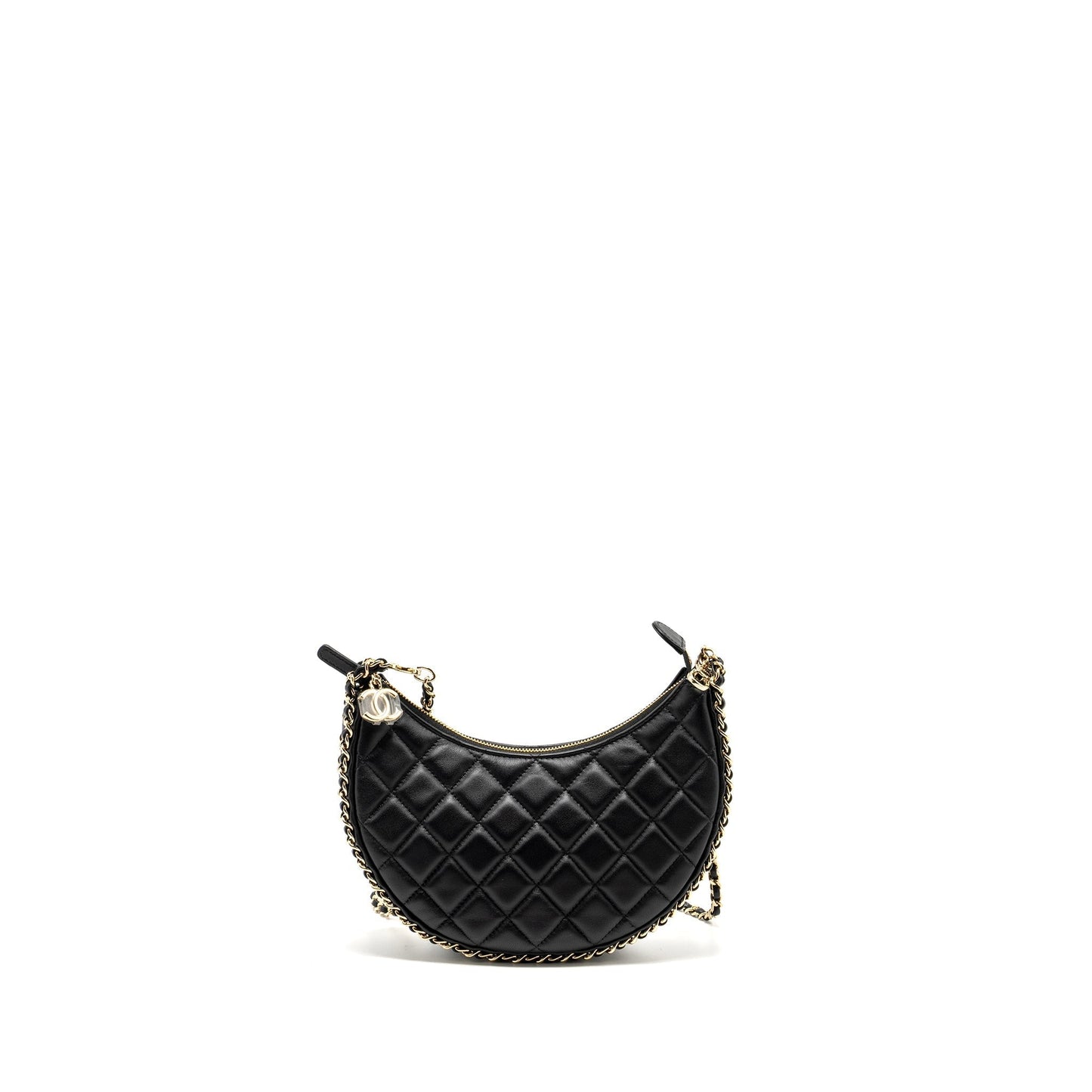 Chanel moon Hobo Lambskin LGHW Microchip Black Small Shoulder Bag Microchip 1
