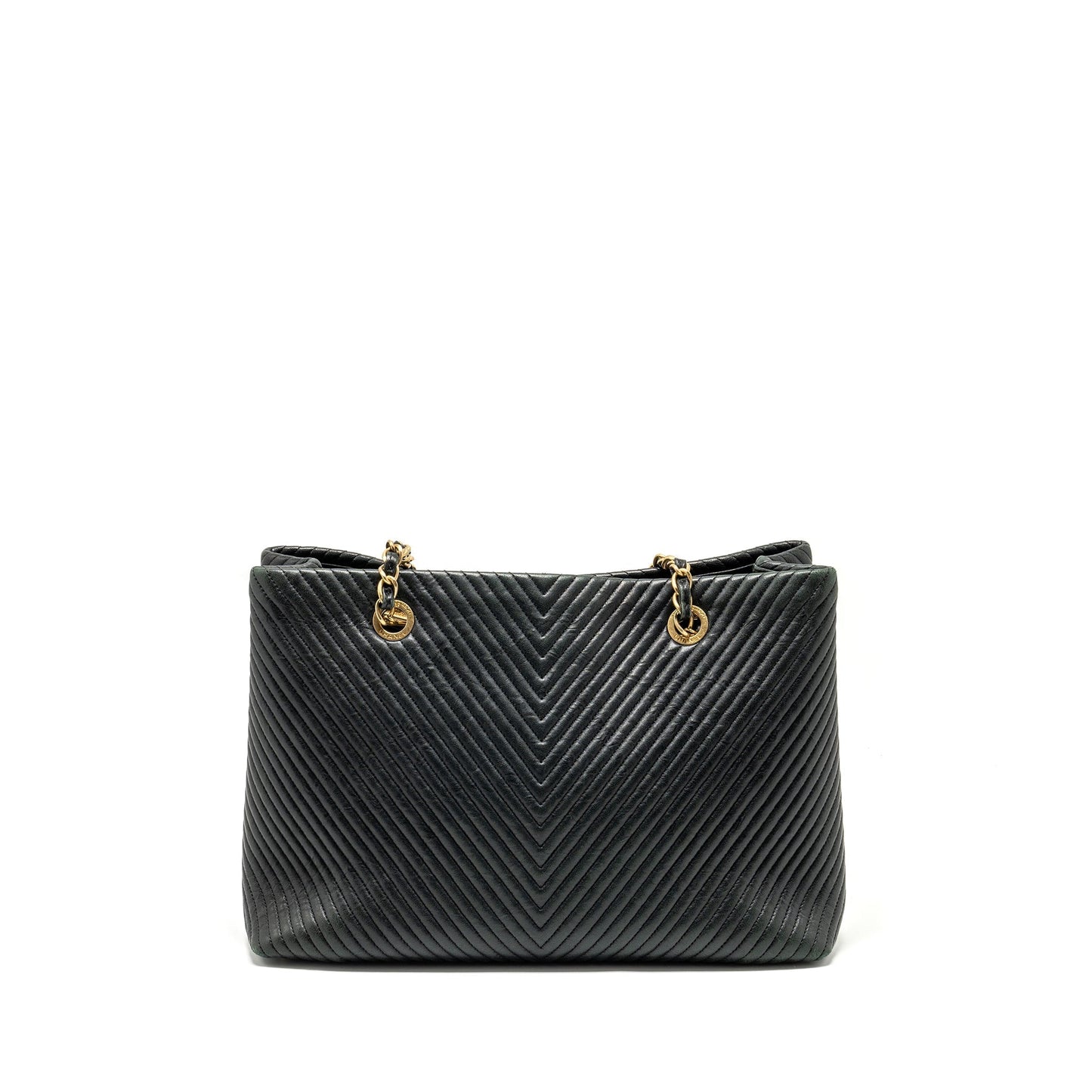 Chanel Chevron Shopping goatskin GHW Black Tote Bag