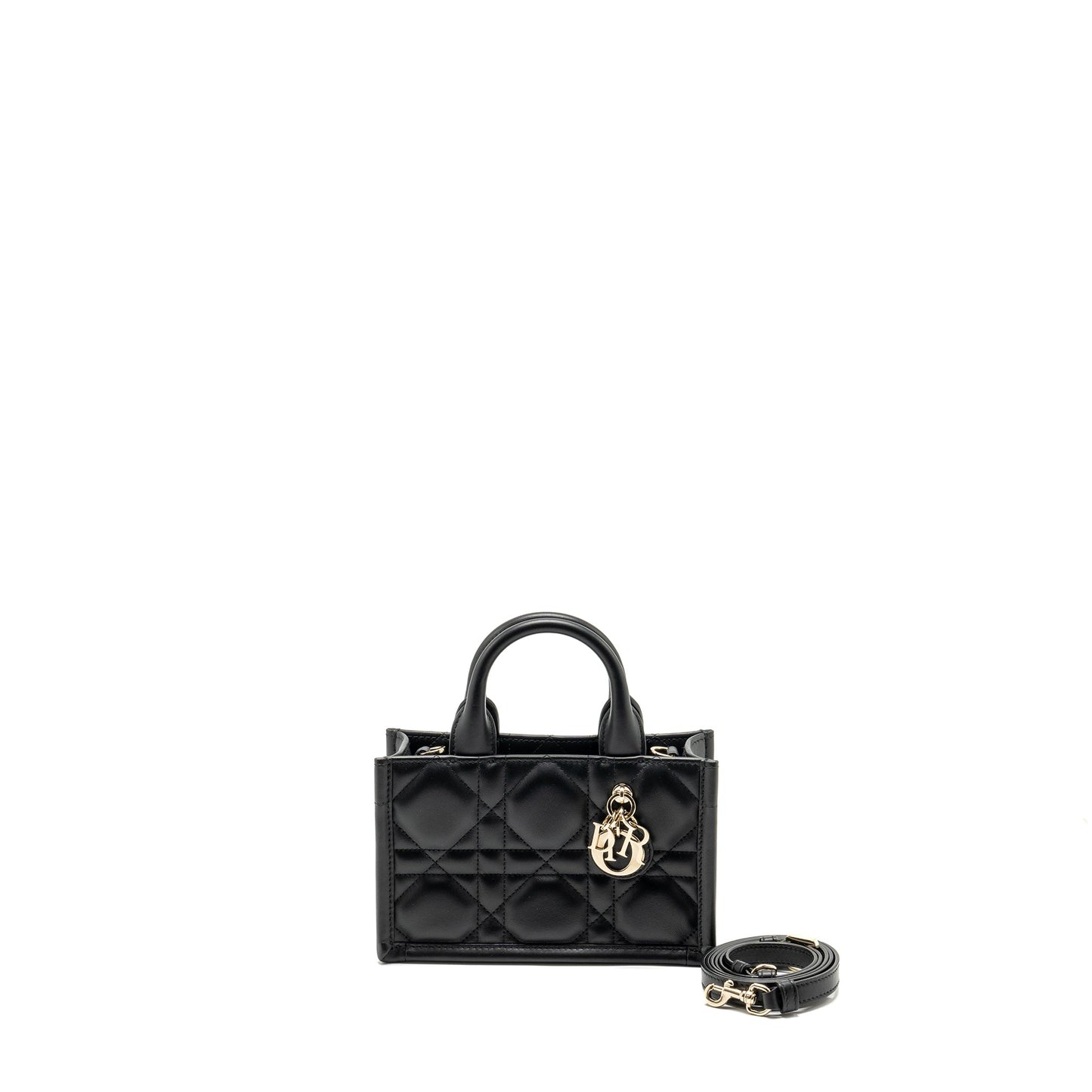 Dior amour Book Tote Macrocannage Calfksin Handbag Black Mini Tote Bag