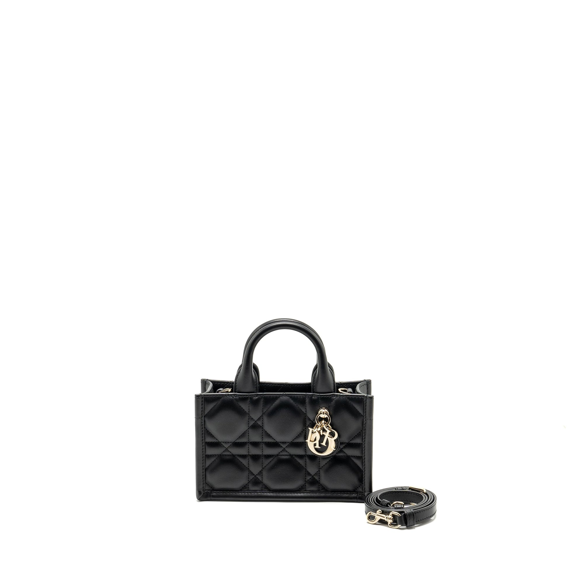 Dior amour Book Tote Macrocannage Calfksin Handbag Black Mini Tote Bag