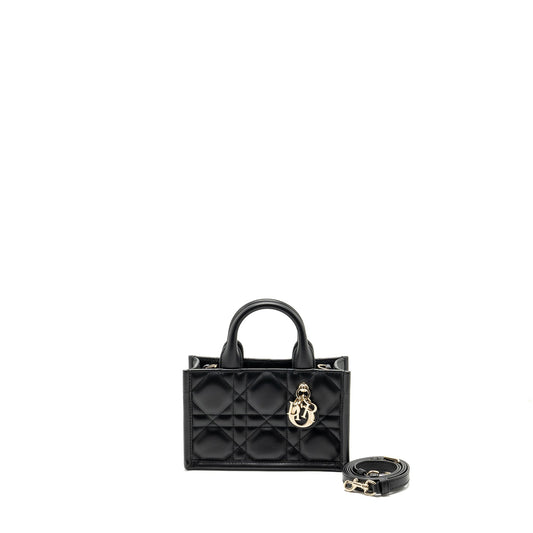 Dior amour Book Tote Macrocannage Calfksin Handbag Black Mini Tote Bag