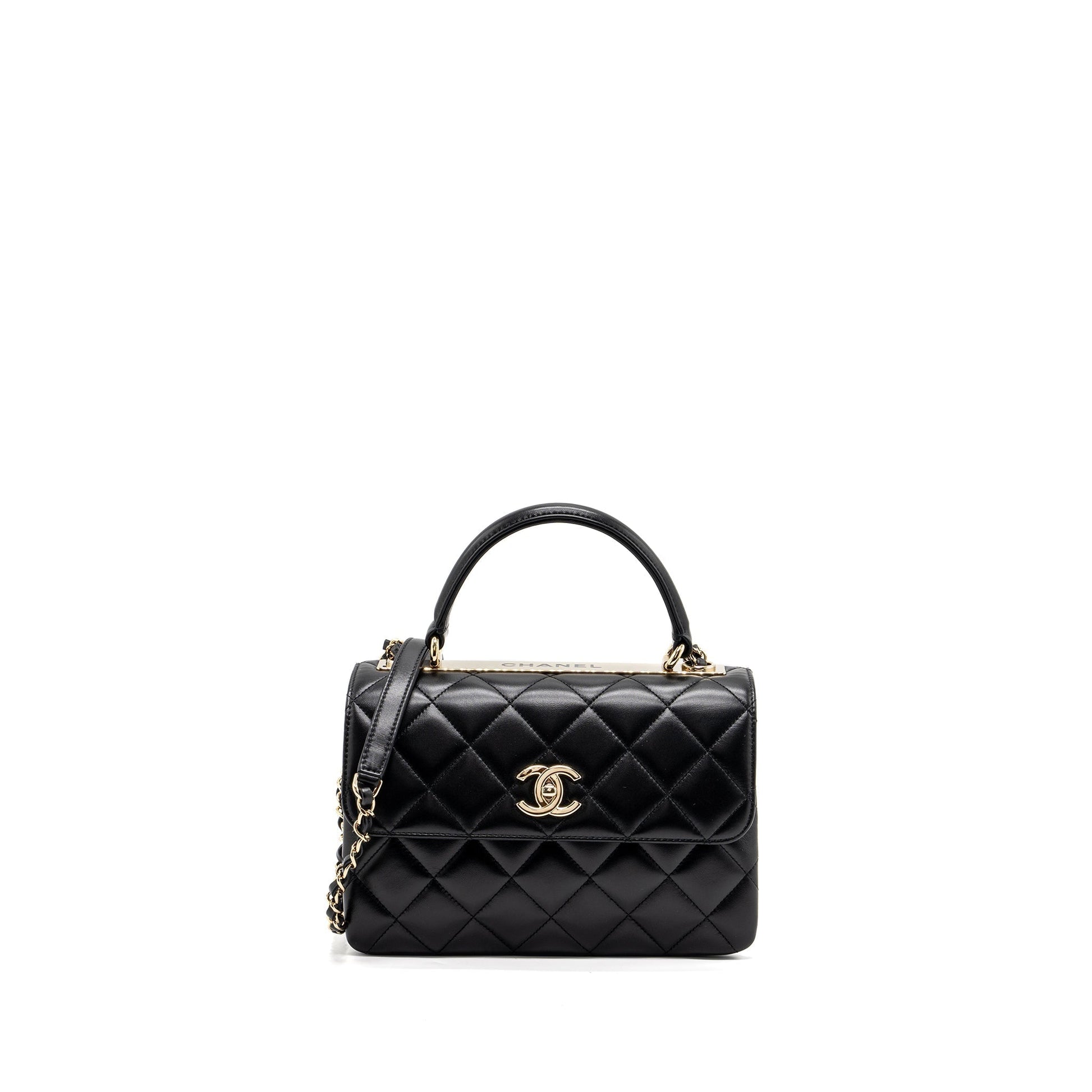 Chanel trendy CC flap top handle lambskin Black Shoulder Bag