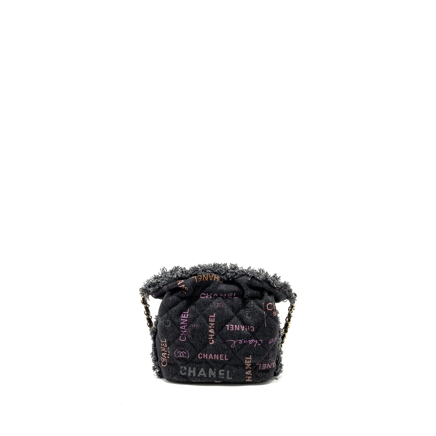 Chanel Bucket Denim LGHW Microchip Black Small Bucket Bag