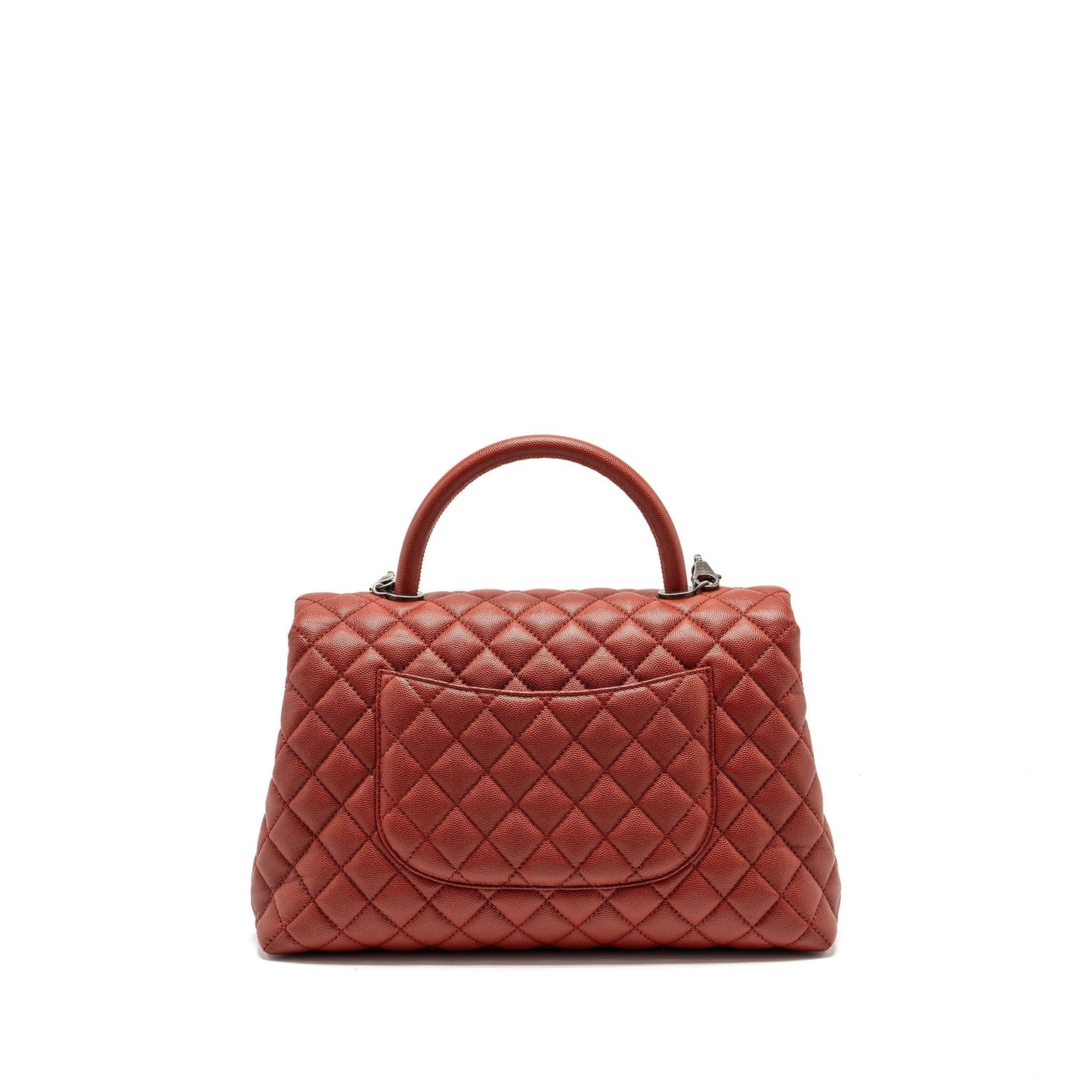 Chanel Coco Handle Caviar Dark Ruthenium Hardware Red Handbag