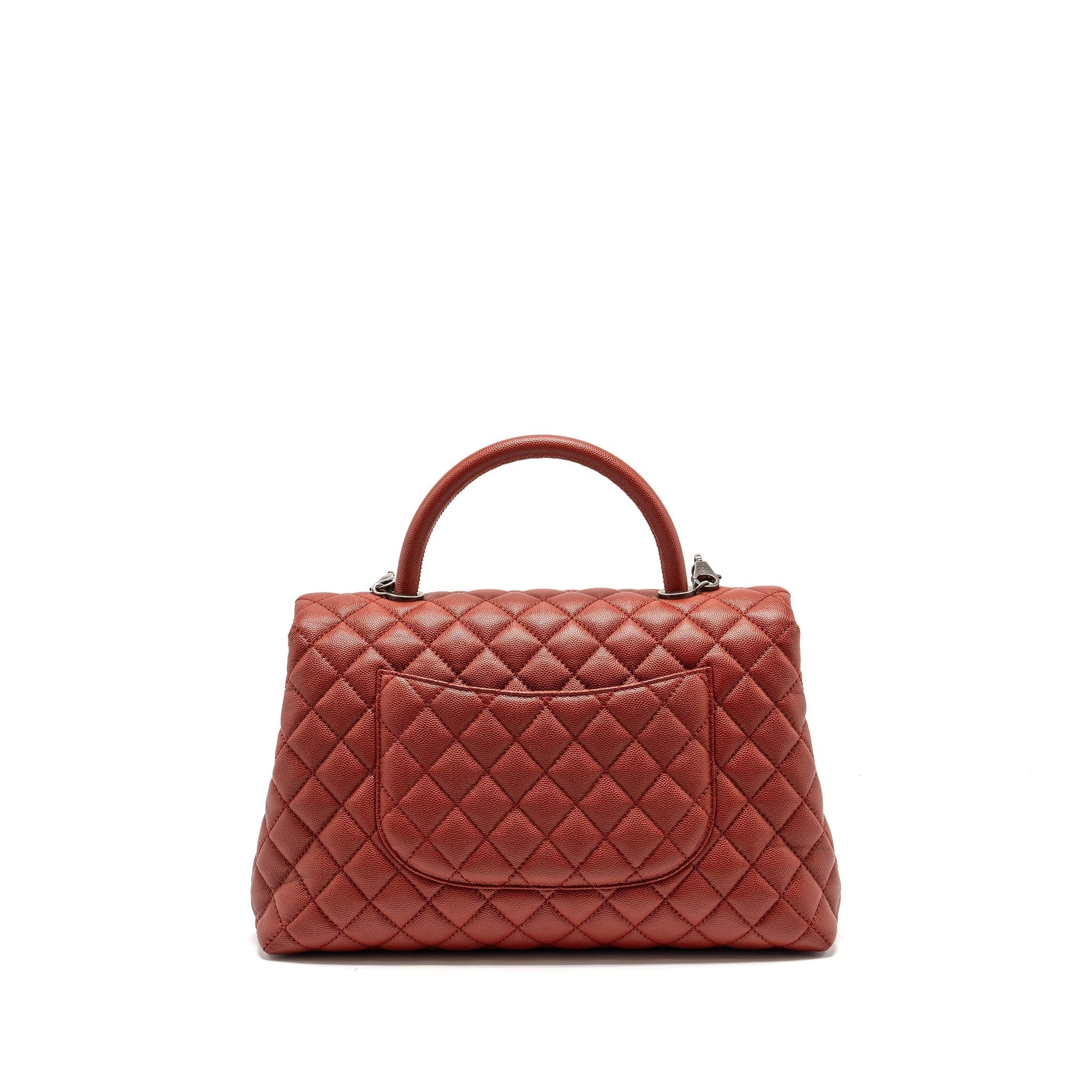 Chanel Coco Handle Caviar Dark Ruthenium Hardware Red Handbag
