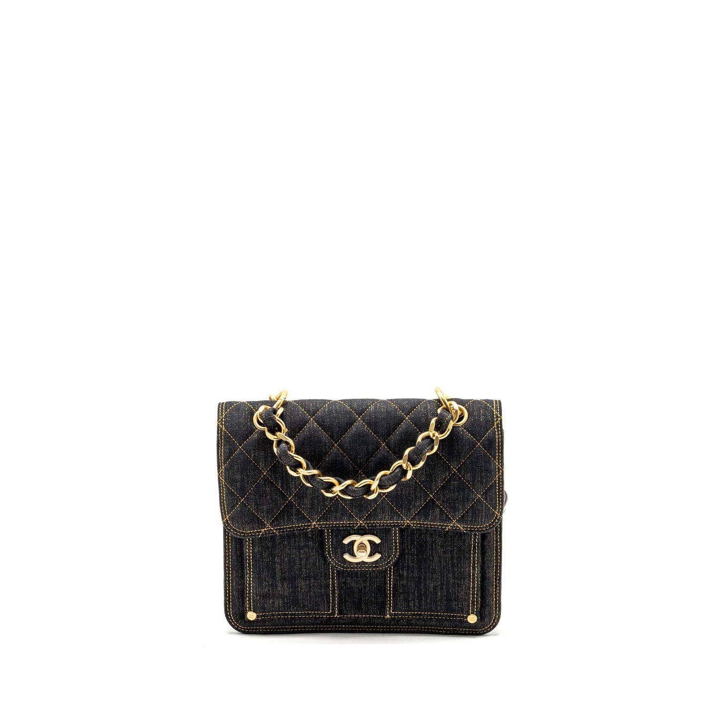 Chanel 23S flap backpack denim dark brushed Blue 3