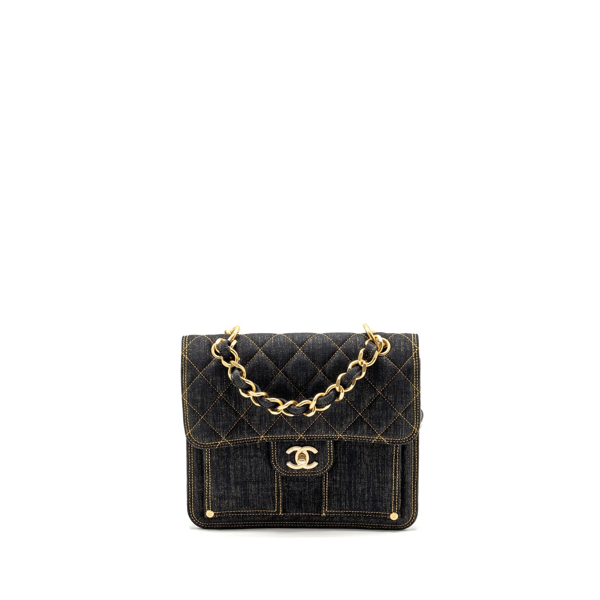 Chanel 23S flap backpack denim dark brushed Blue 3