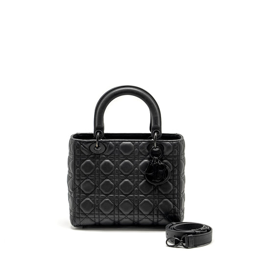 Dior Lady Ultramatte Cannage Calfskin So Handbag Black Medium Travel Bag