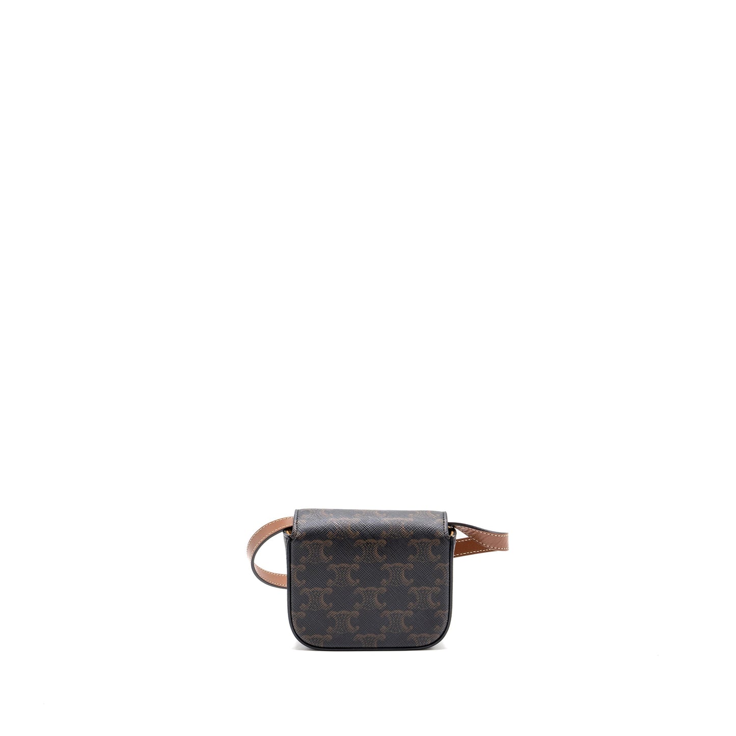 Celine Claude Triomphe Calfskin Handbag Canvas Tan Travel Bag