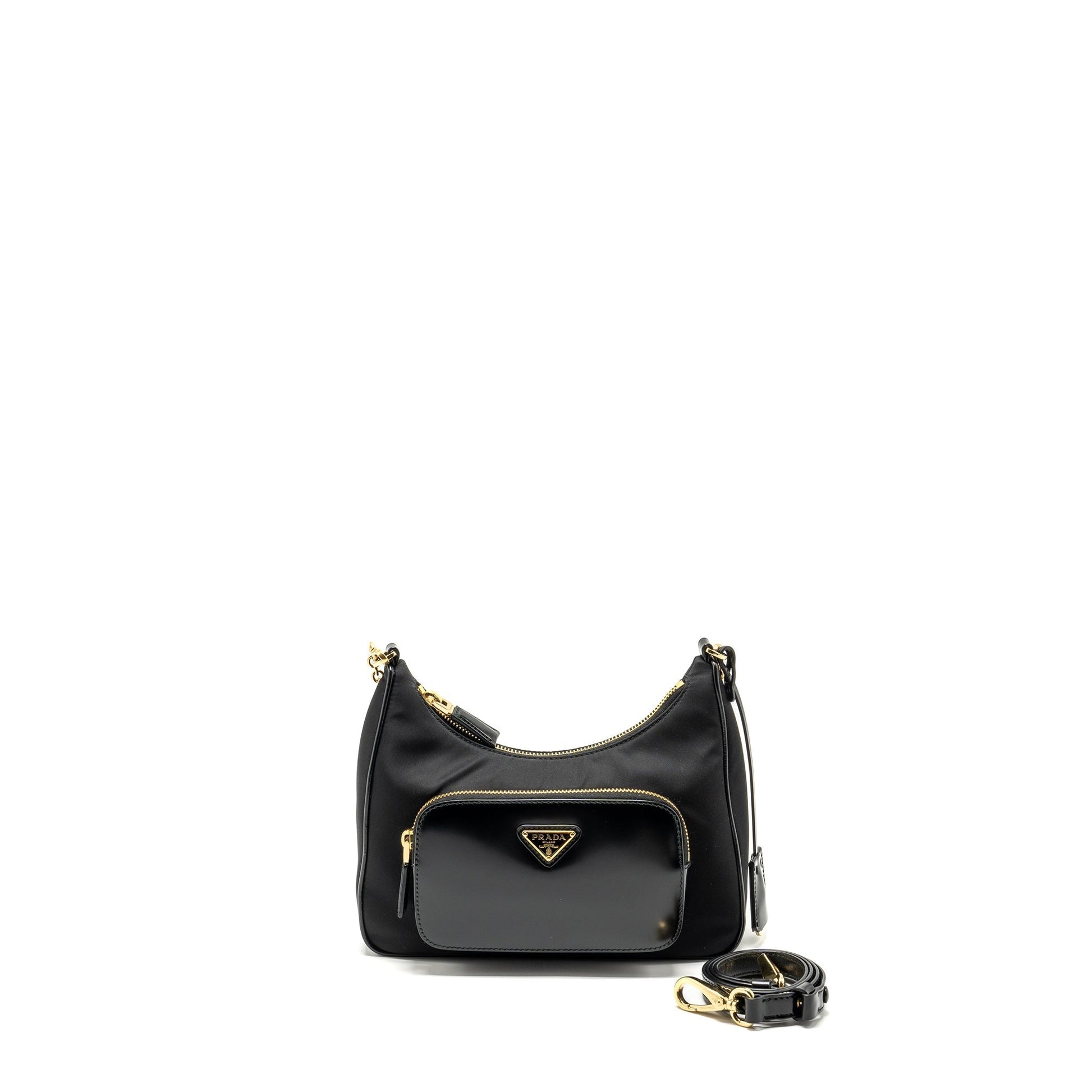 Prada Re Purse Calfskin Handbag Nylon Black Travel Bag