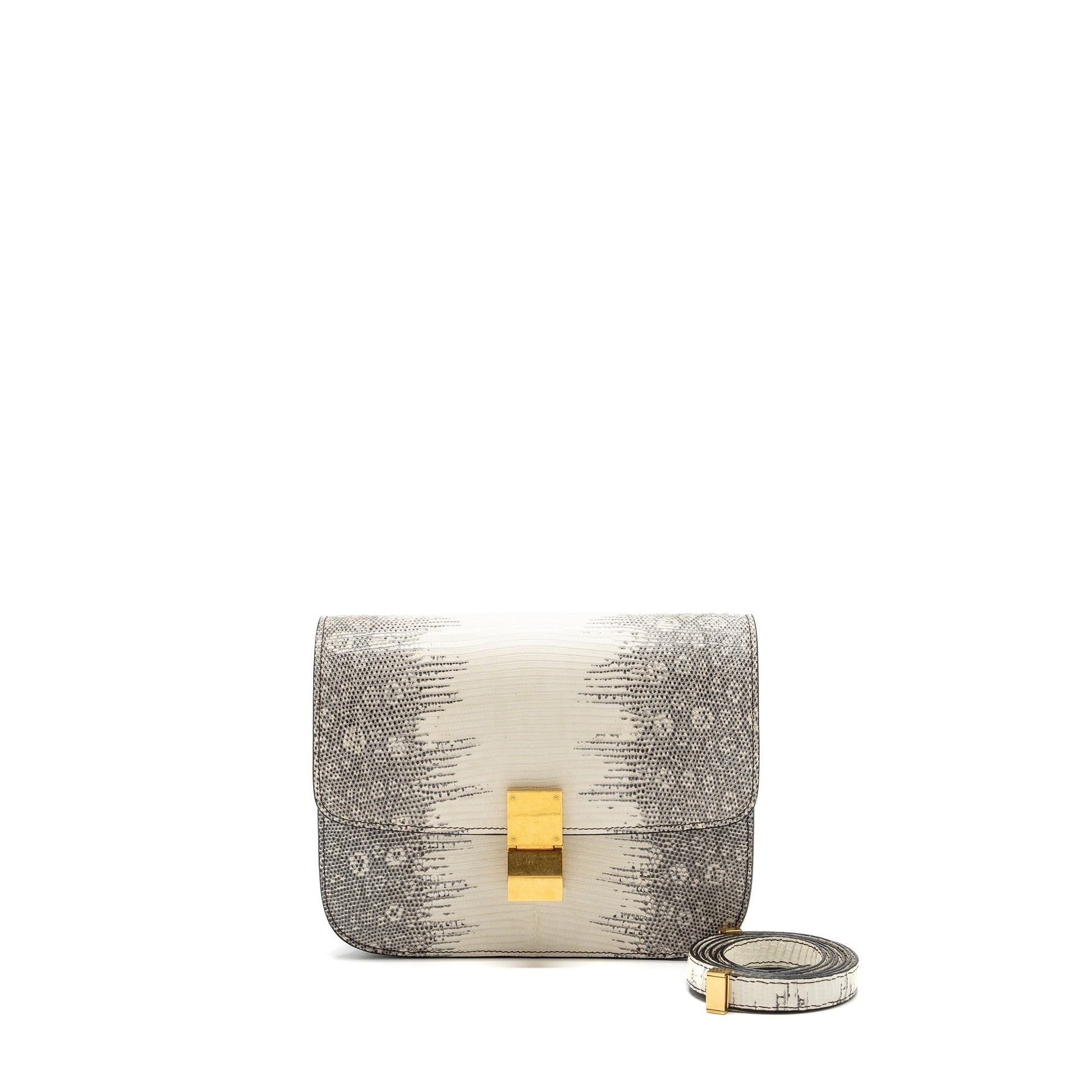 Celine Box Lizard Natural Handbag Medium Travel Bag