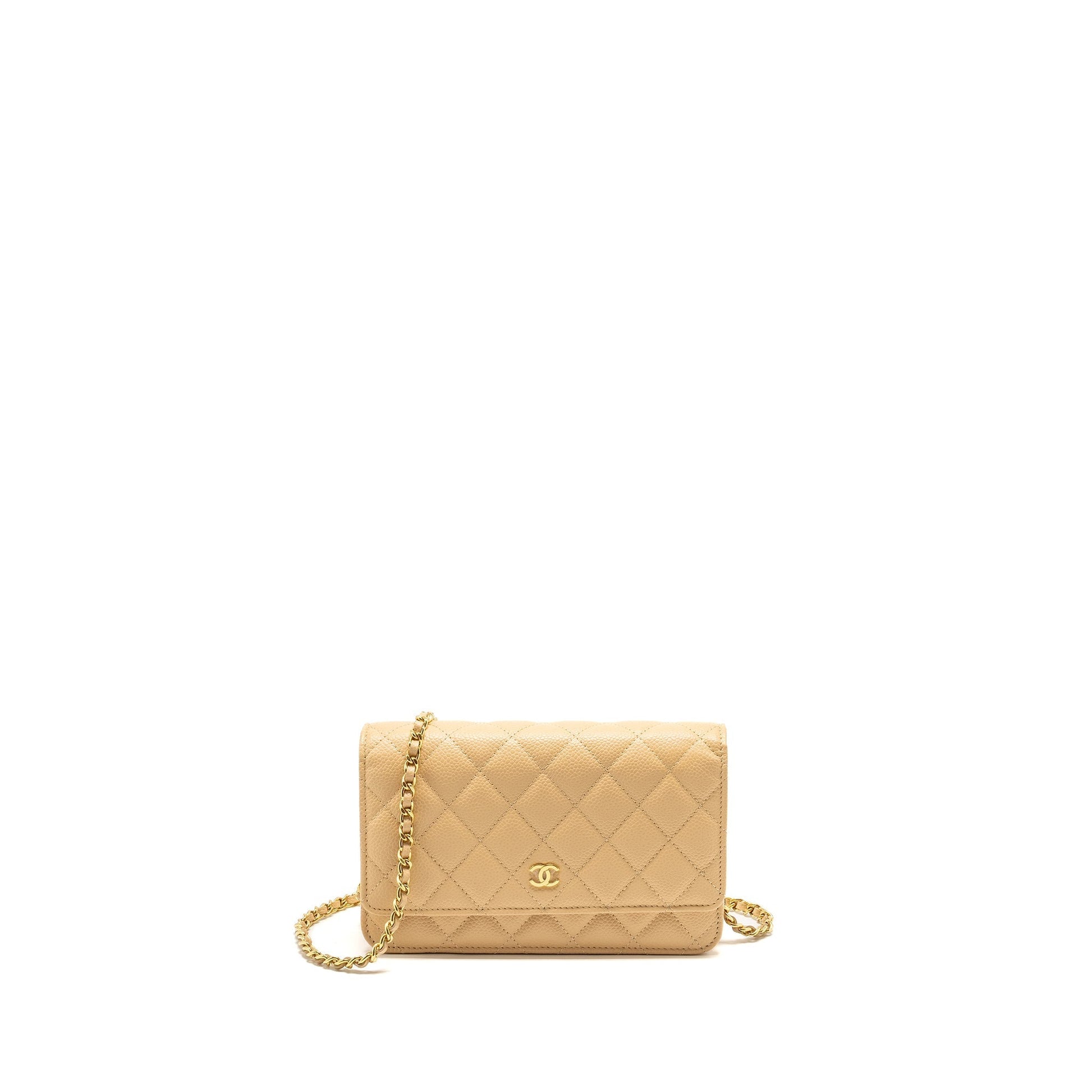 Chanel Classic on Caviar GHW Microchip Beige Wallet Case Microchip 1