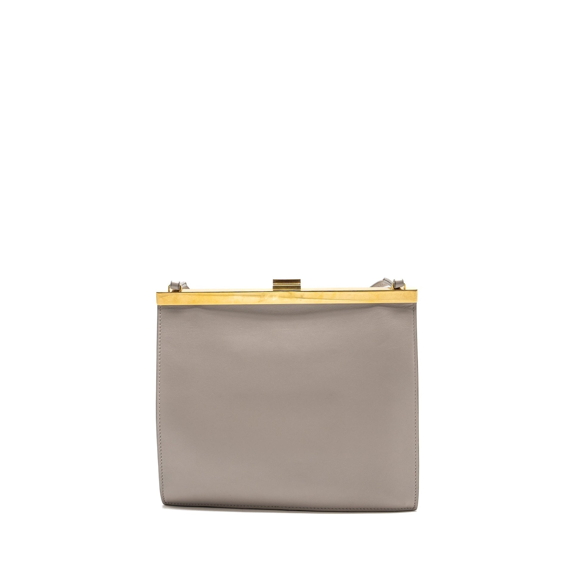 Celine Clasp Purse Light Grey Handbag Leather Mini Travel Bag