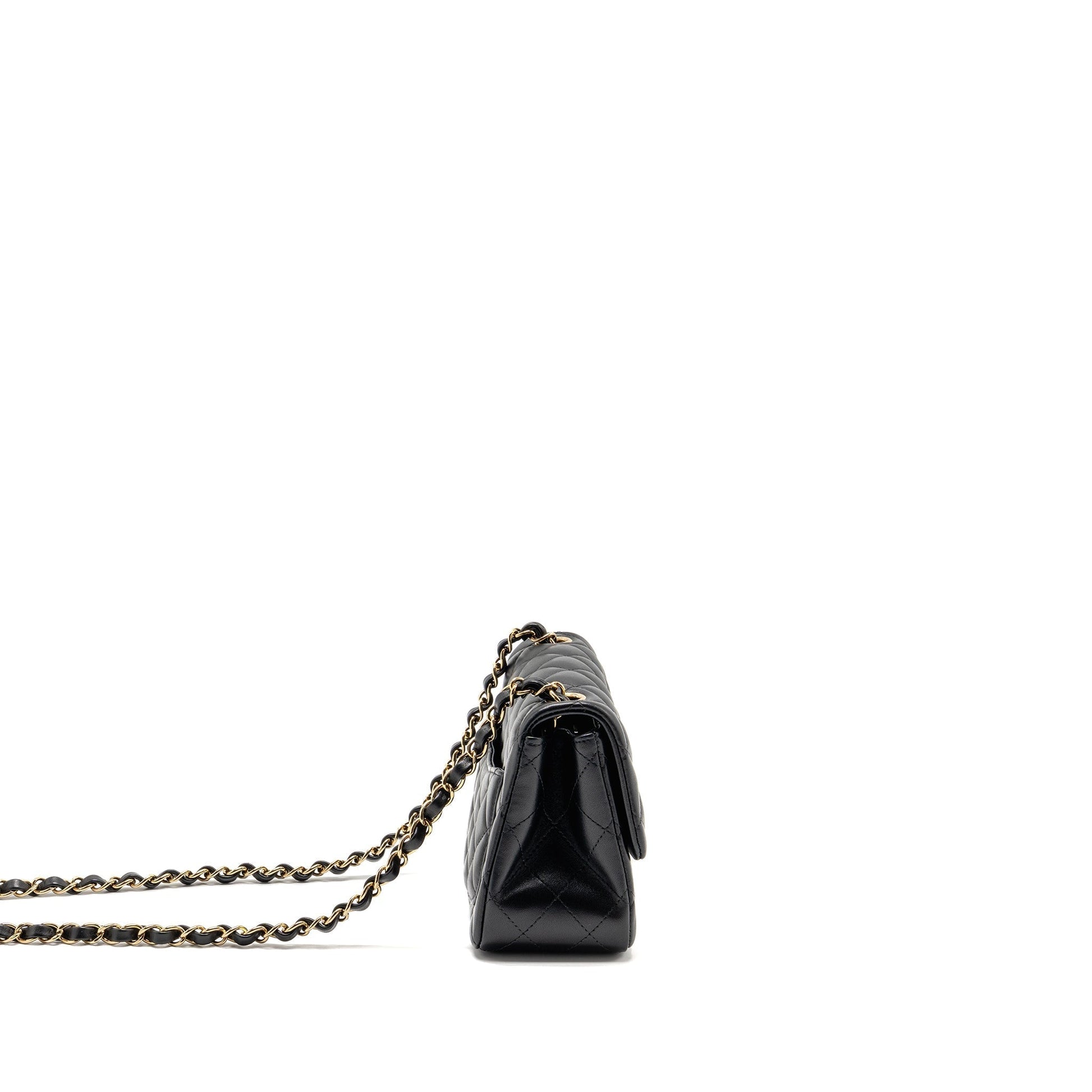 Chanel Square Flap Lambskin LGHW Microchip Black Shoulder Bag 12