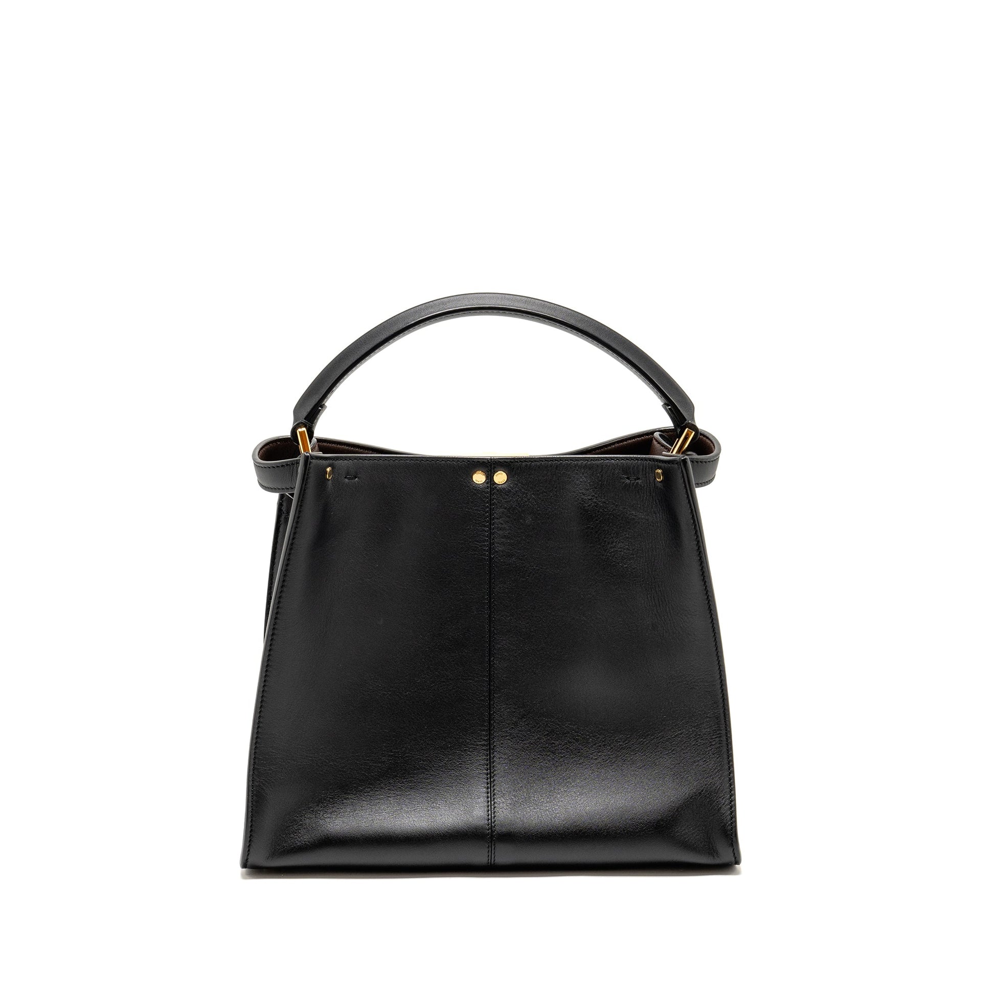 Fendi Peekaboo Lite Calfskin With Flowerland Strap Handbag Black Medium Travel Bag
