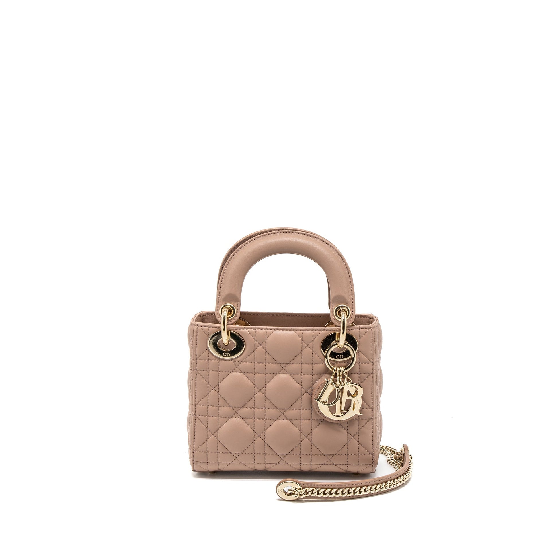 Dior Lady Cannage Lambskin Blush Handbag Mini Travel Bag