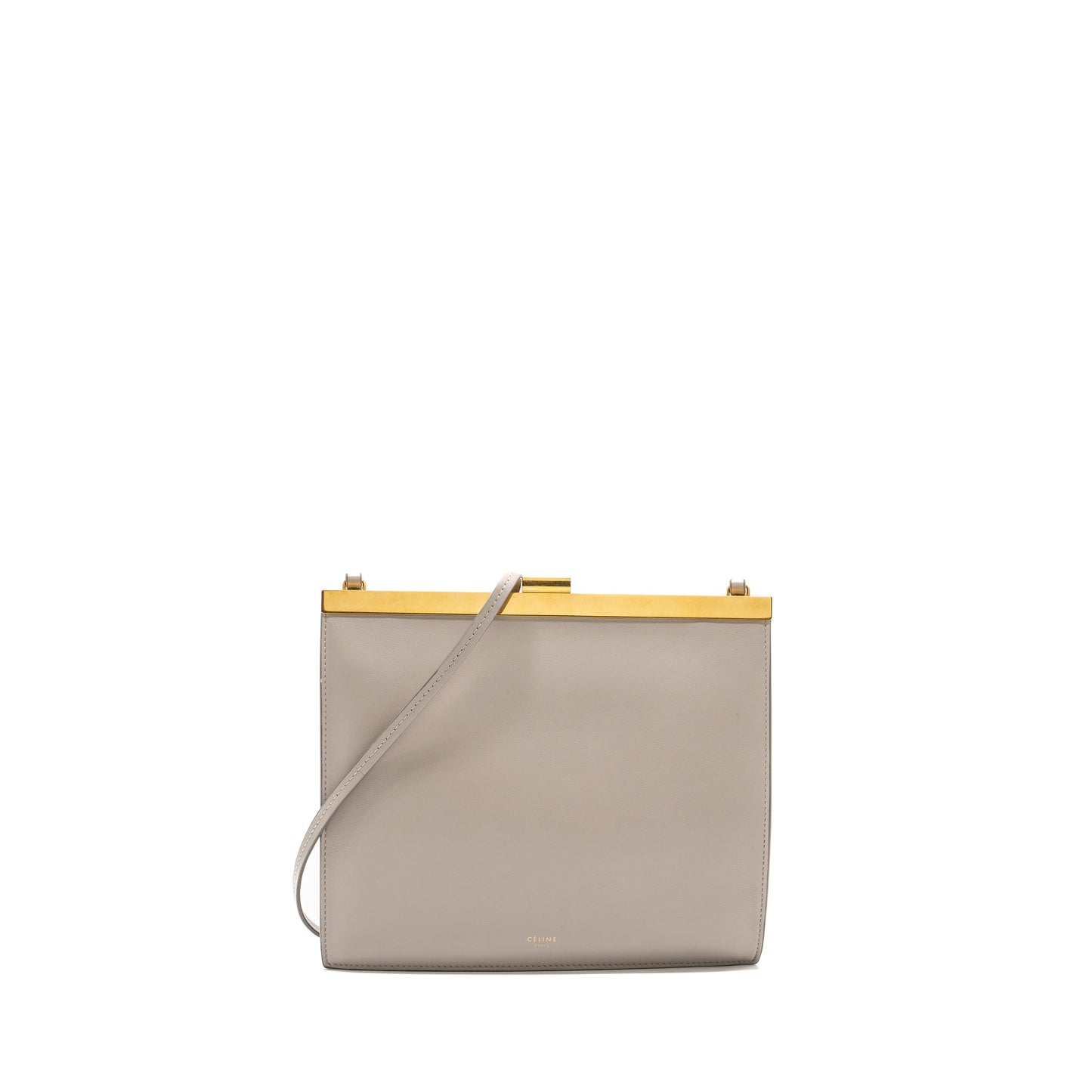 Celine Clasp Purse Light Grey Handbag Leather Mini Travel Bag