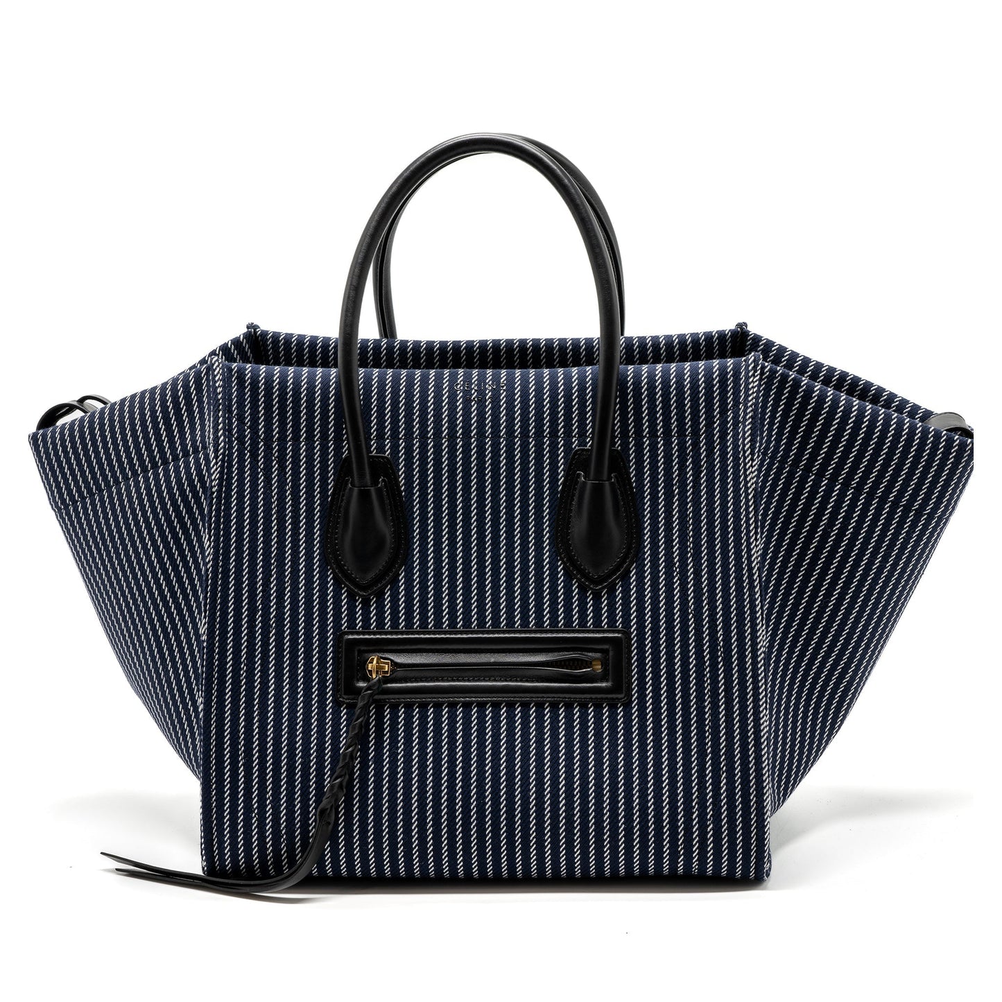 Celine Phantom Luggage Purse Dark Blue Handbag Leather Canvas Travel Bag