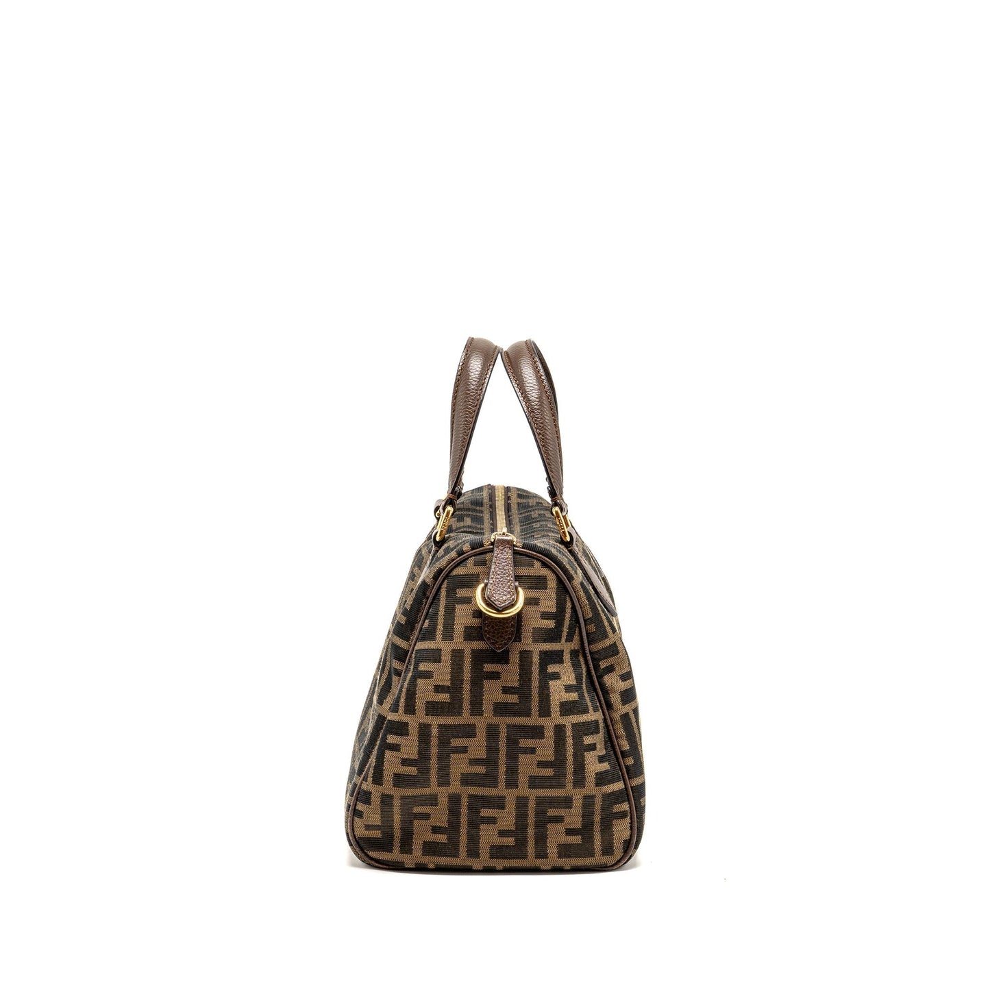 Fendi Boston Purse Jacquard Canvas Brown Travel Bag