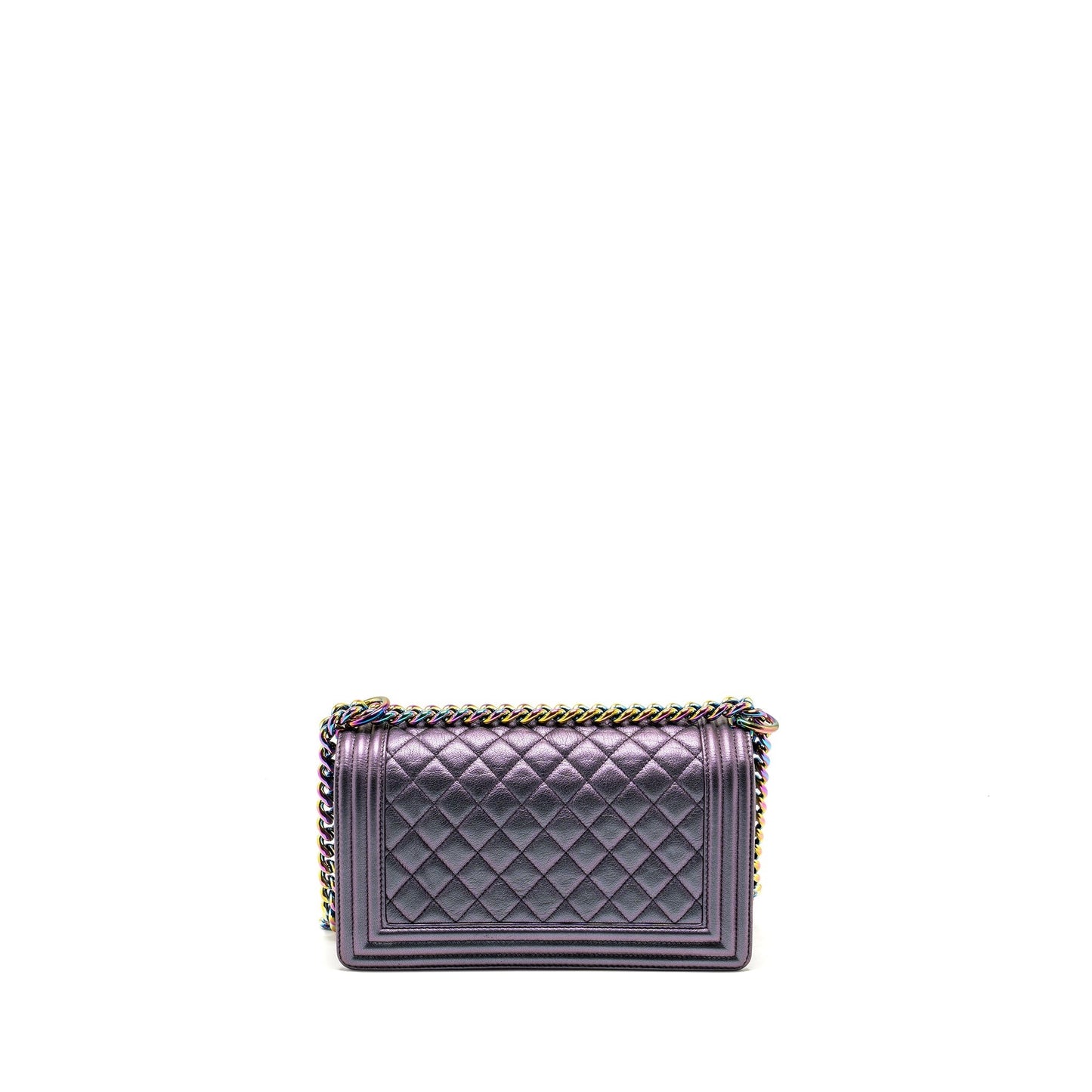 Chanel Boy GoatSkin Iridescent Purple Hardware Multicolour Handbag