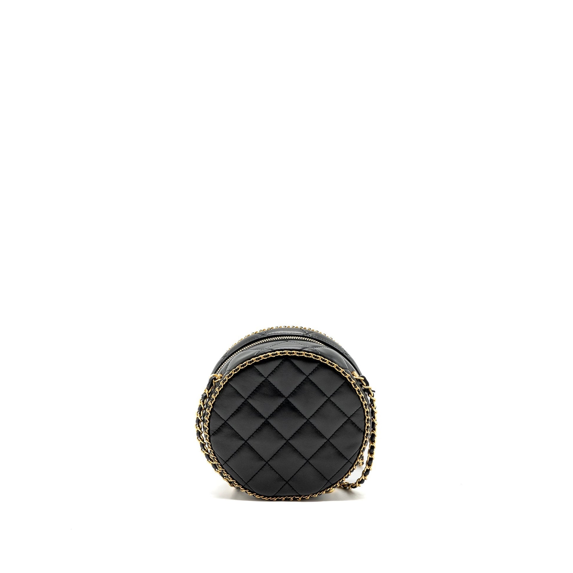 Chanel Round Vanity Lambskin GHW microchip no Black Handbag