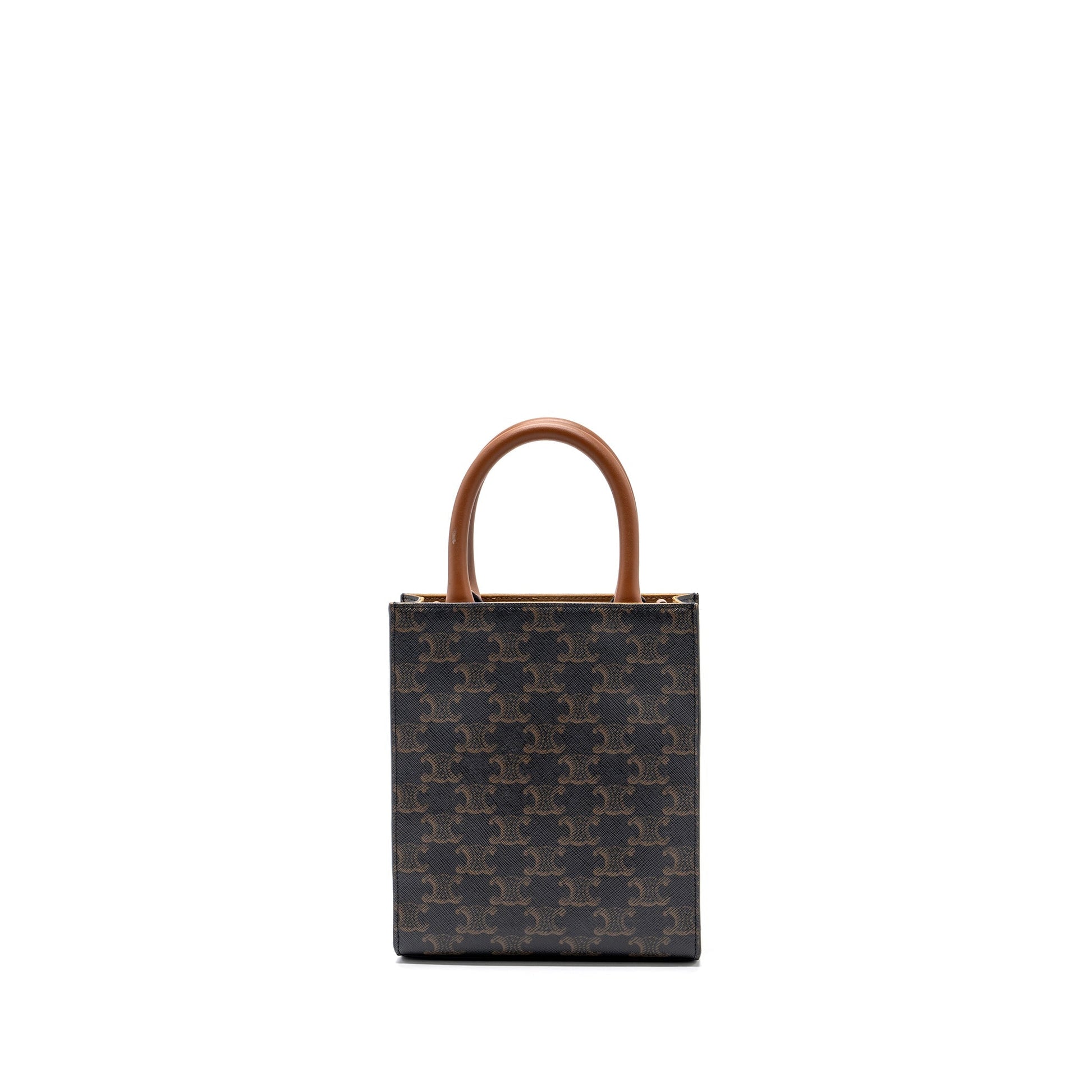 Celine Vertical Cabas Triomphe Handbag Canvas Brown Travel Bag
