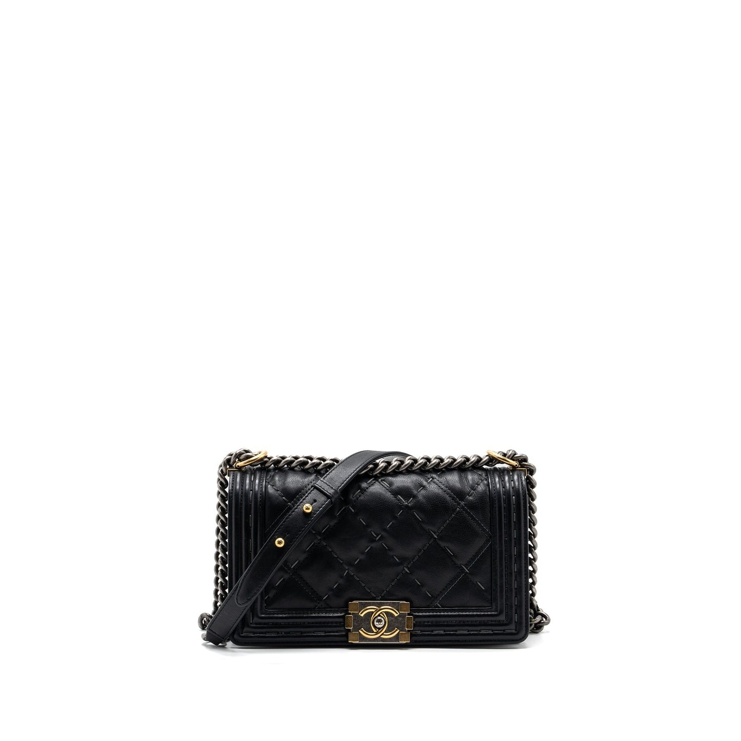 Chanel boy calfskin hardware Multicolor Multicolour Black Handbag
