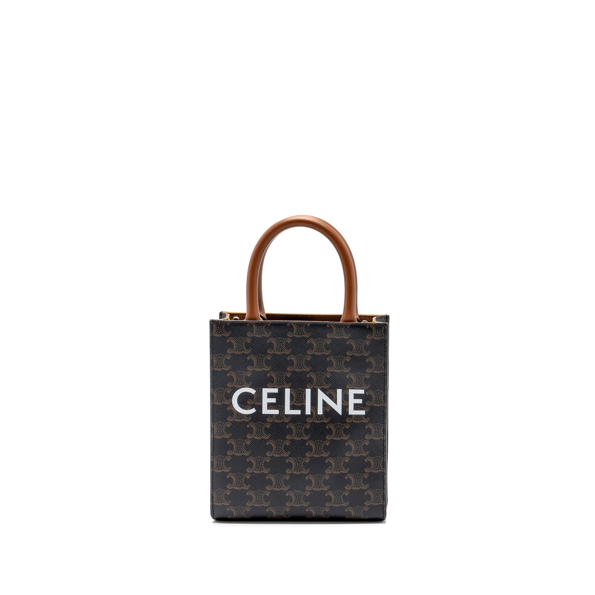 Celine Vertical Cabas Triomphe Handbag Canvas Brown Travel Bag