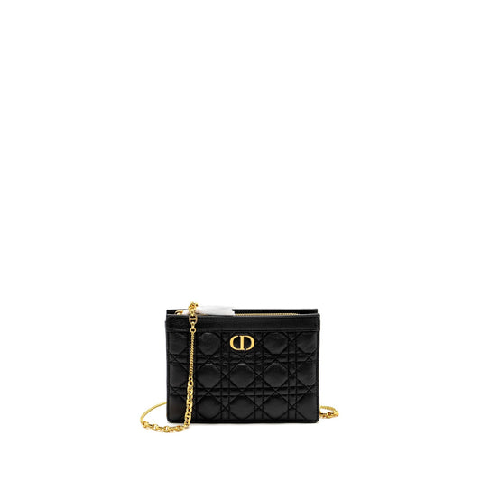 Dior Caro Every Pouch Supple Calfskin Handbag Black Travel Bag