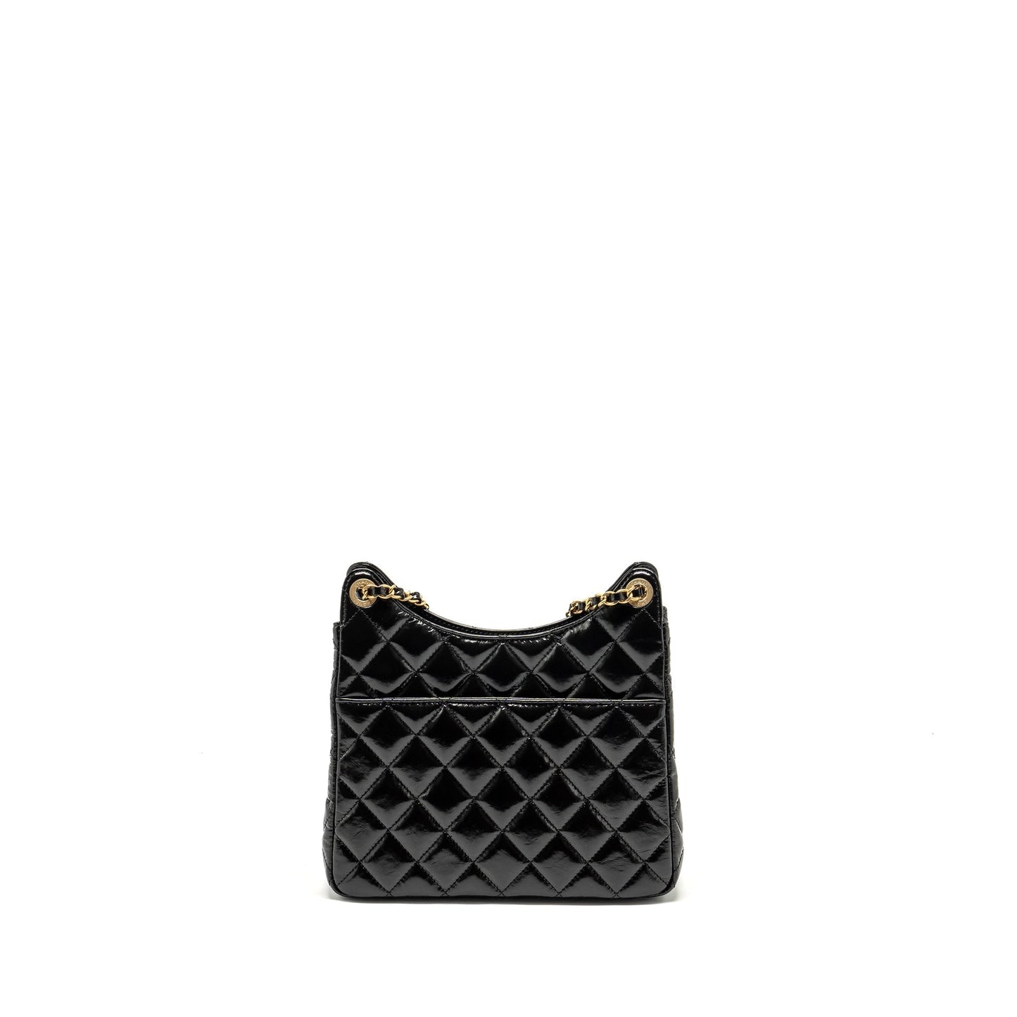 Chanel 23C Hobo Shiny Calfskin Brushed GHW Black Shoulder Bag Ghw Microchip
