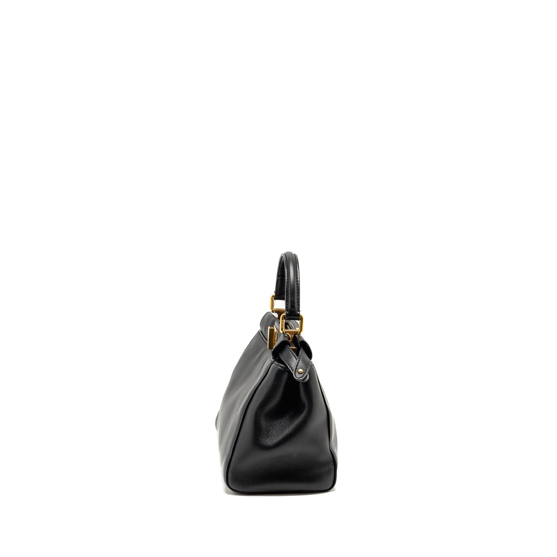 Fendi Peekaboo Handbag Lambskin Black Mini Travel Bag Fendi Bag 2