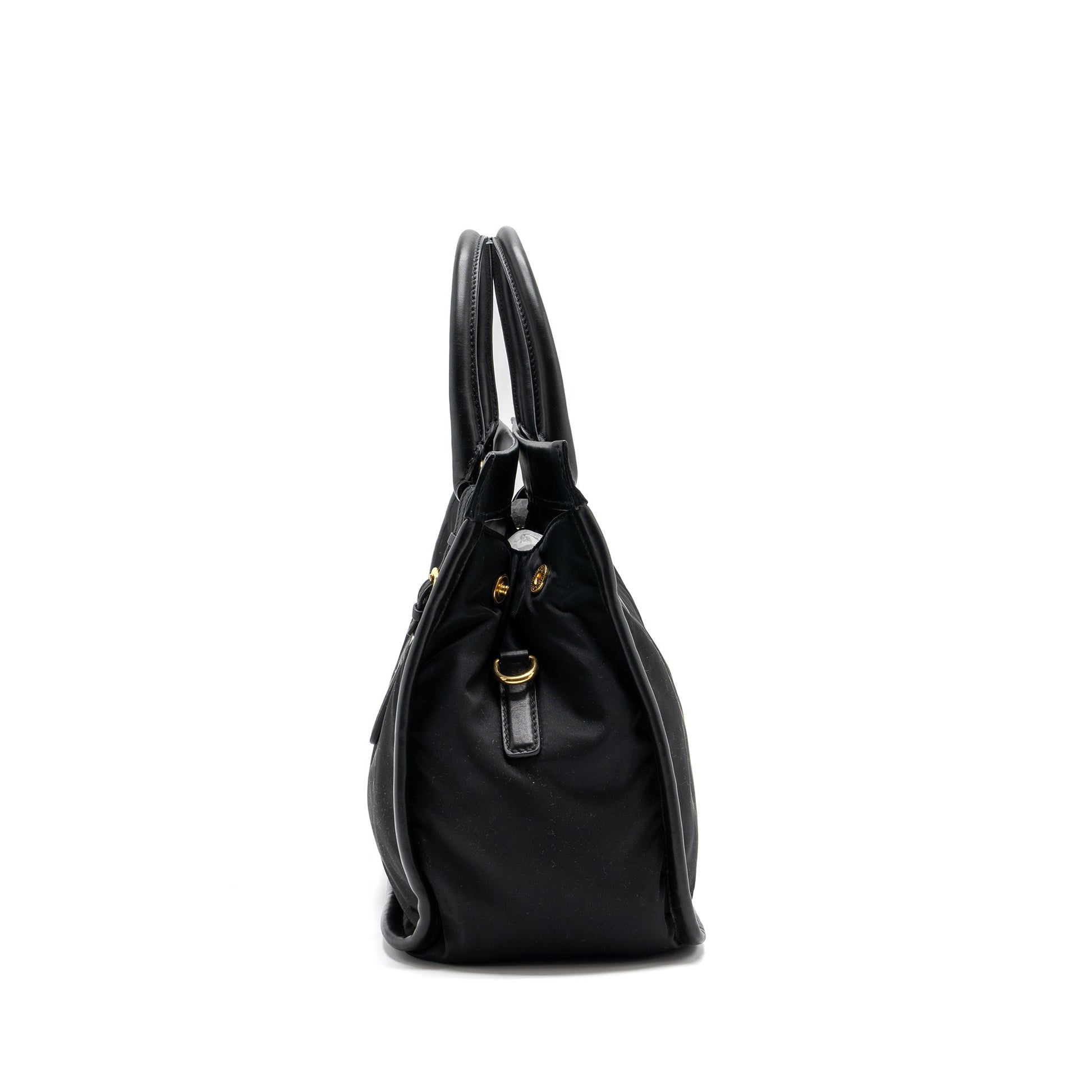 Prada Tote Purse Handbag Leather Nylon Tote Bag