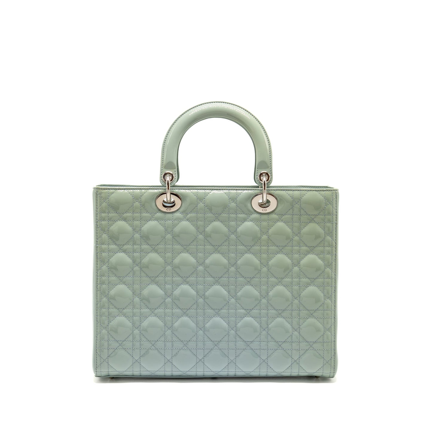 Dior Lady Patent Light Handbag Blue Large Travel Bag