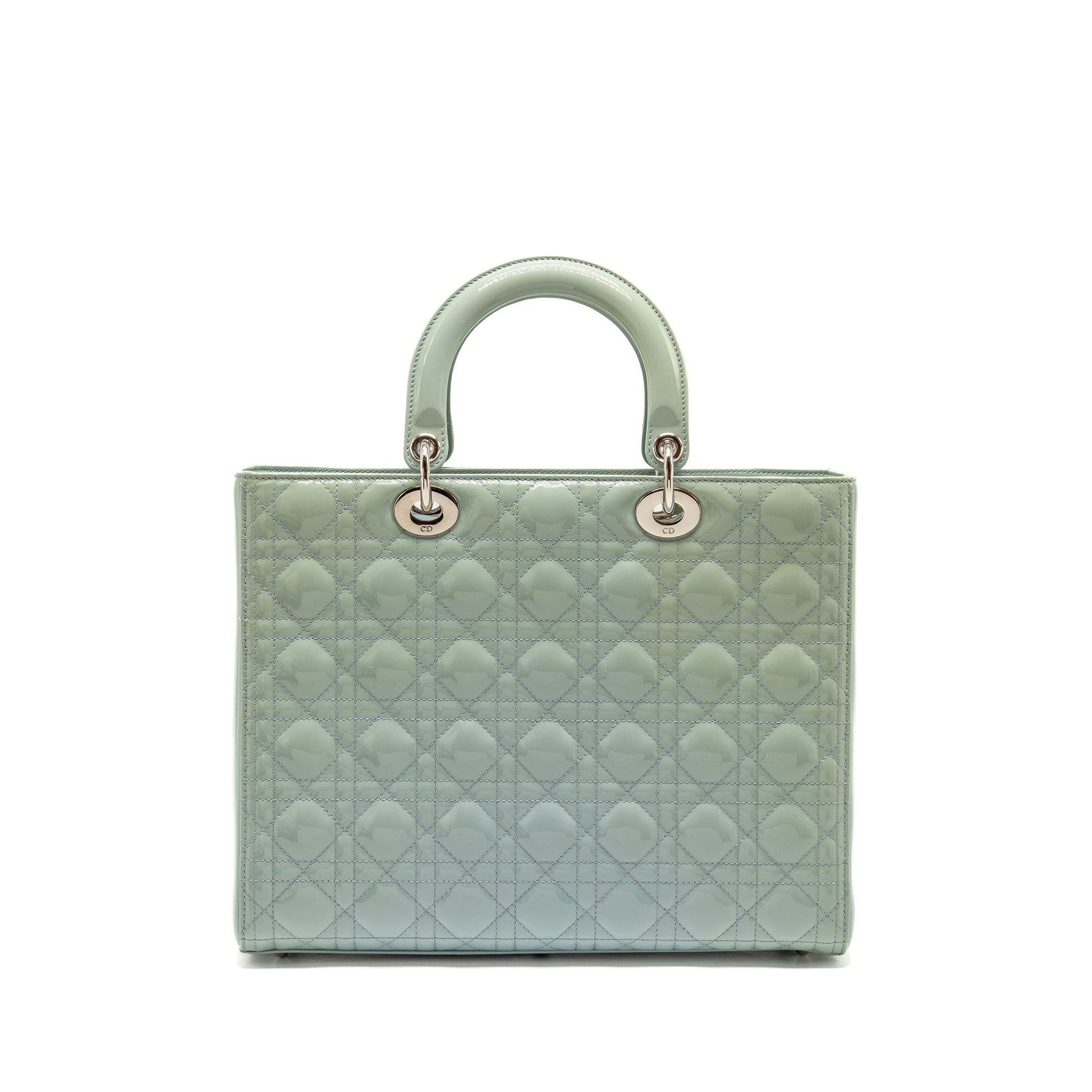 Dior Lady Patent Light Handbag Blue Large Travel Bag