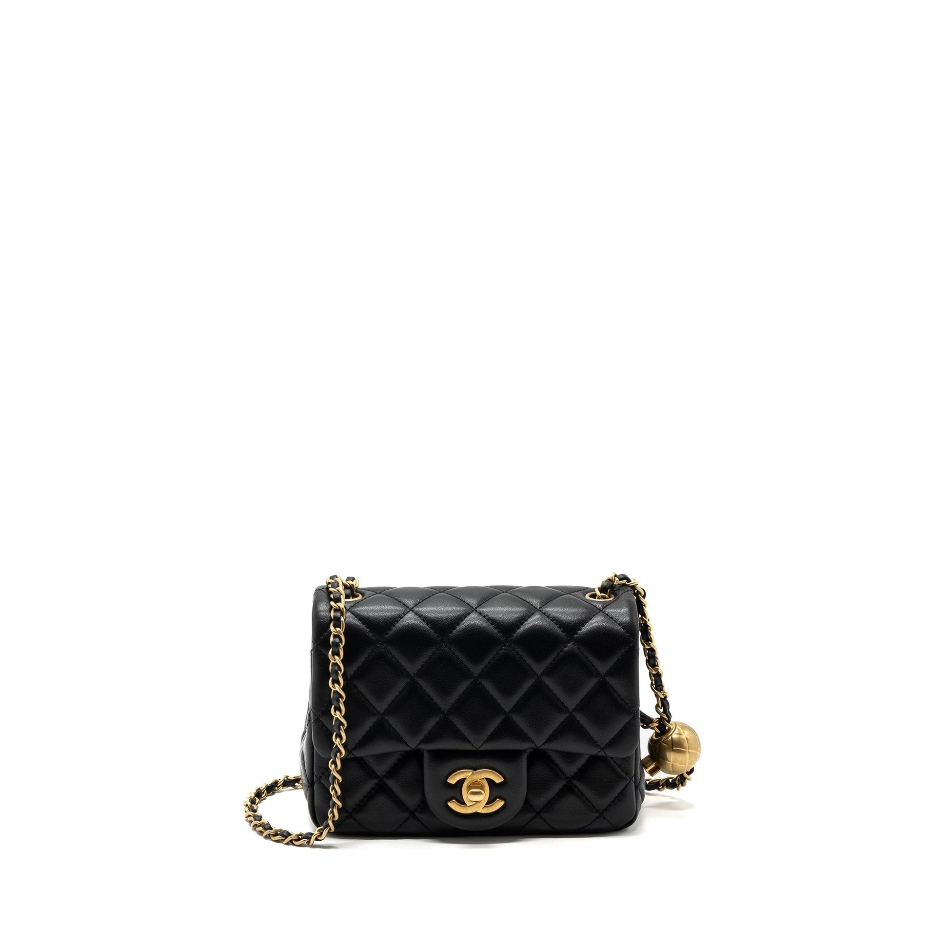 Chanel Pearl Crush Square Flap Lambskin GHW Black Shoulder Bag Microchip 4