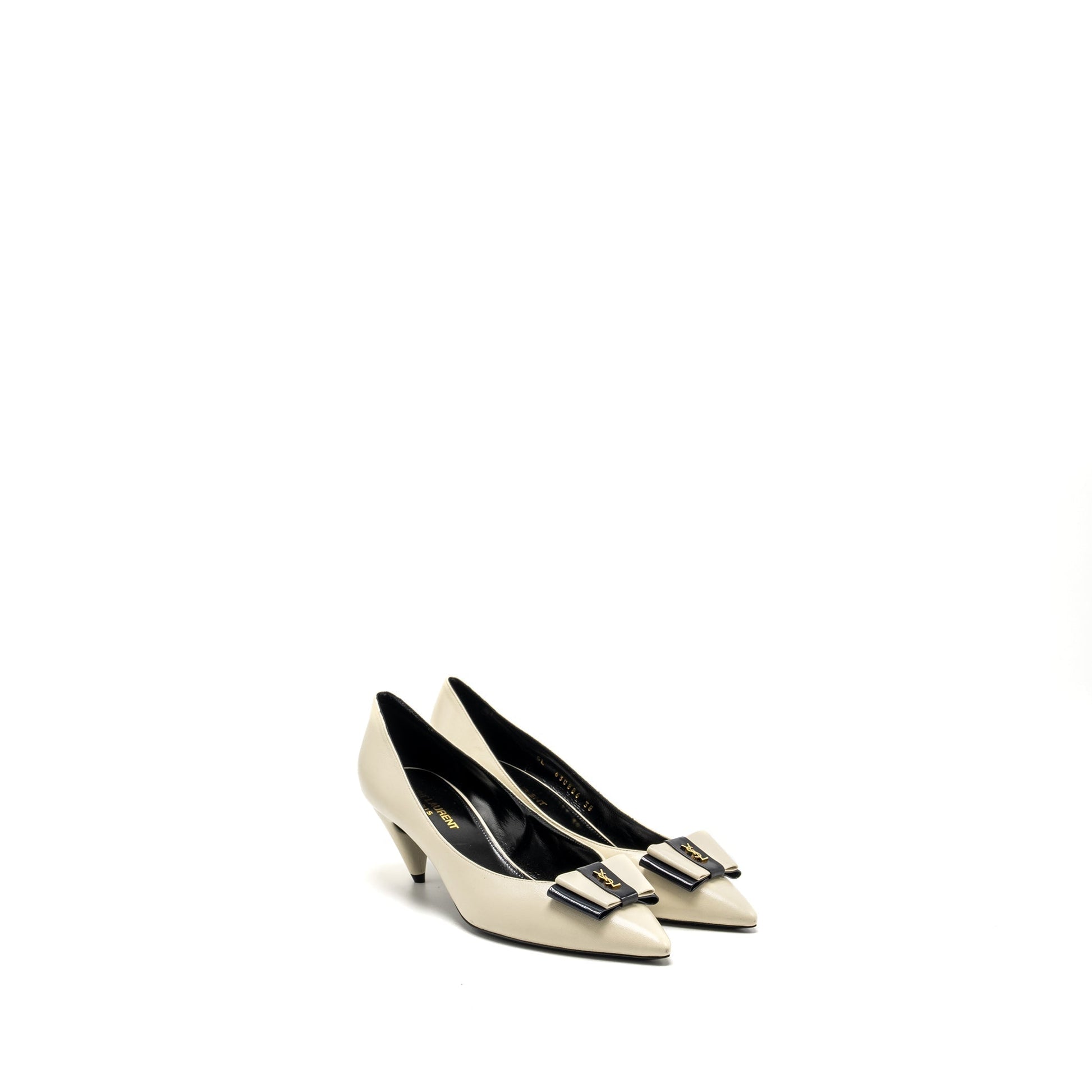 YSL Saint Laurent Size Anais Bow Pump Multicolour Travel Bag White Shoes