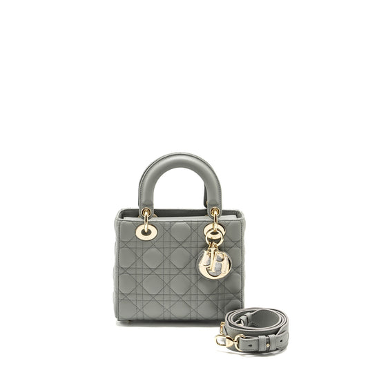 Dior My Lady Lambskin Stone Grey Handbag Small Travel Bag