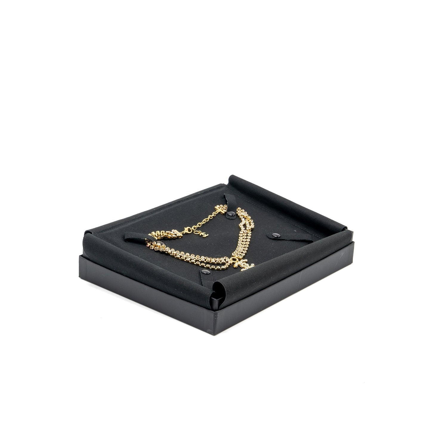 Chanel CC logo crystal chocker tone Gold Handbag
