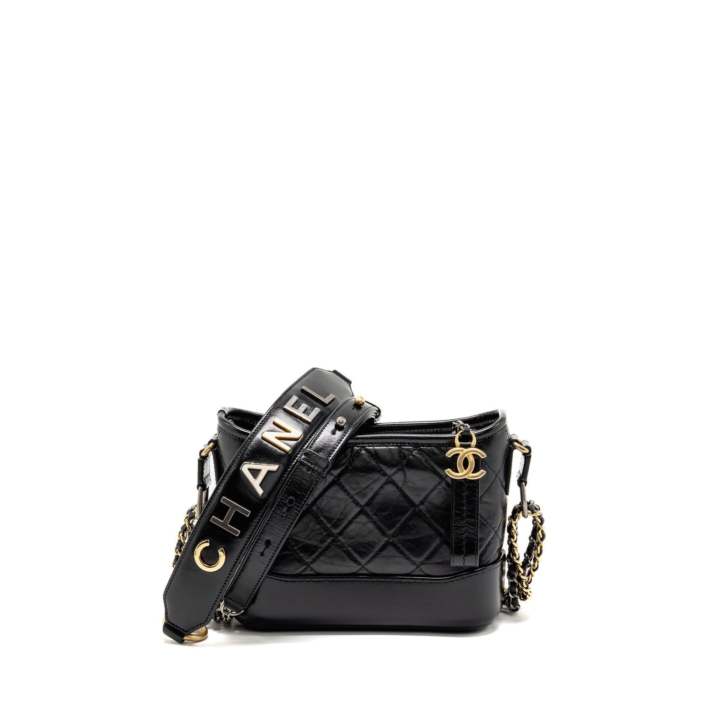 Chanel Gabrielle Hobo Top Handle aged calfskin Black Small Shoulder Bag