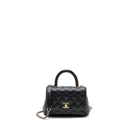 Chanel Coco Handle Extra Lizard Embossed Handle Black Mini Bag