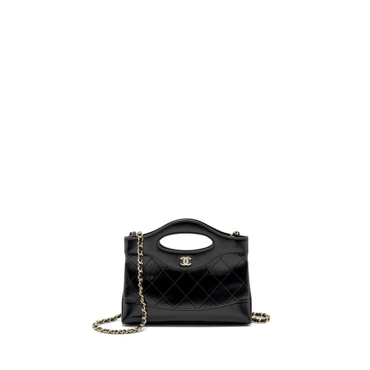 Chanel 24C 31 shiny calfskin LGHW microchip Black Clutch Bag