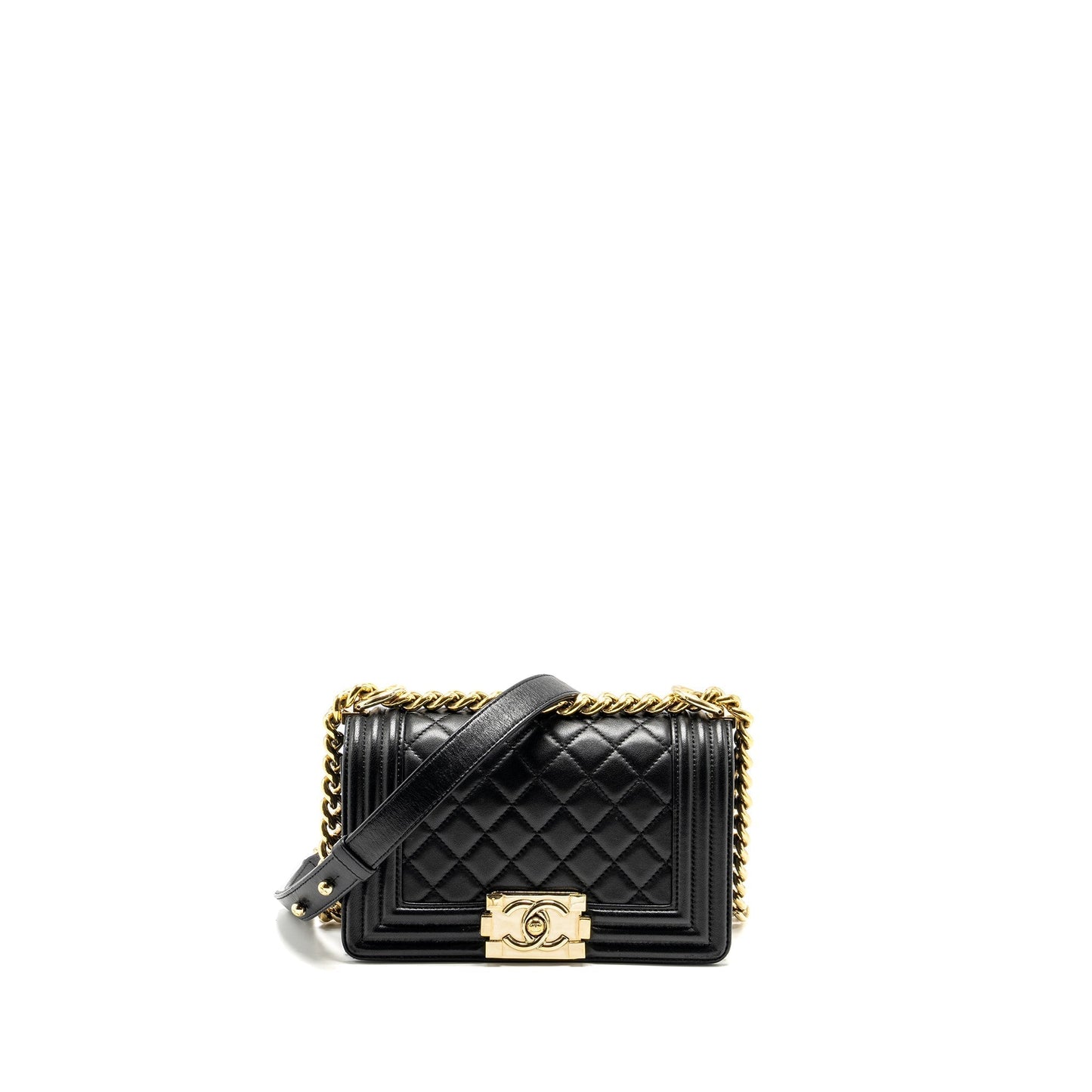 Chanel Boy Lambskin GHW Black Small Handbag